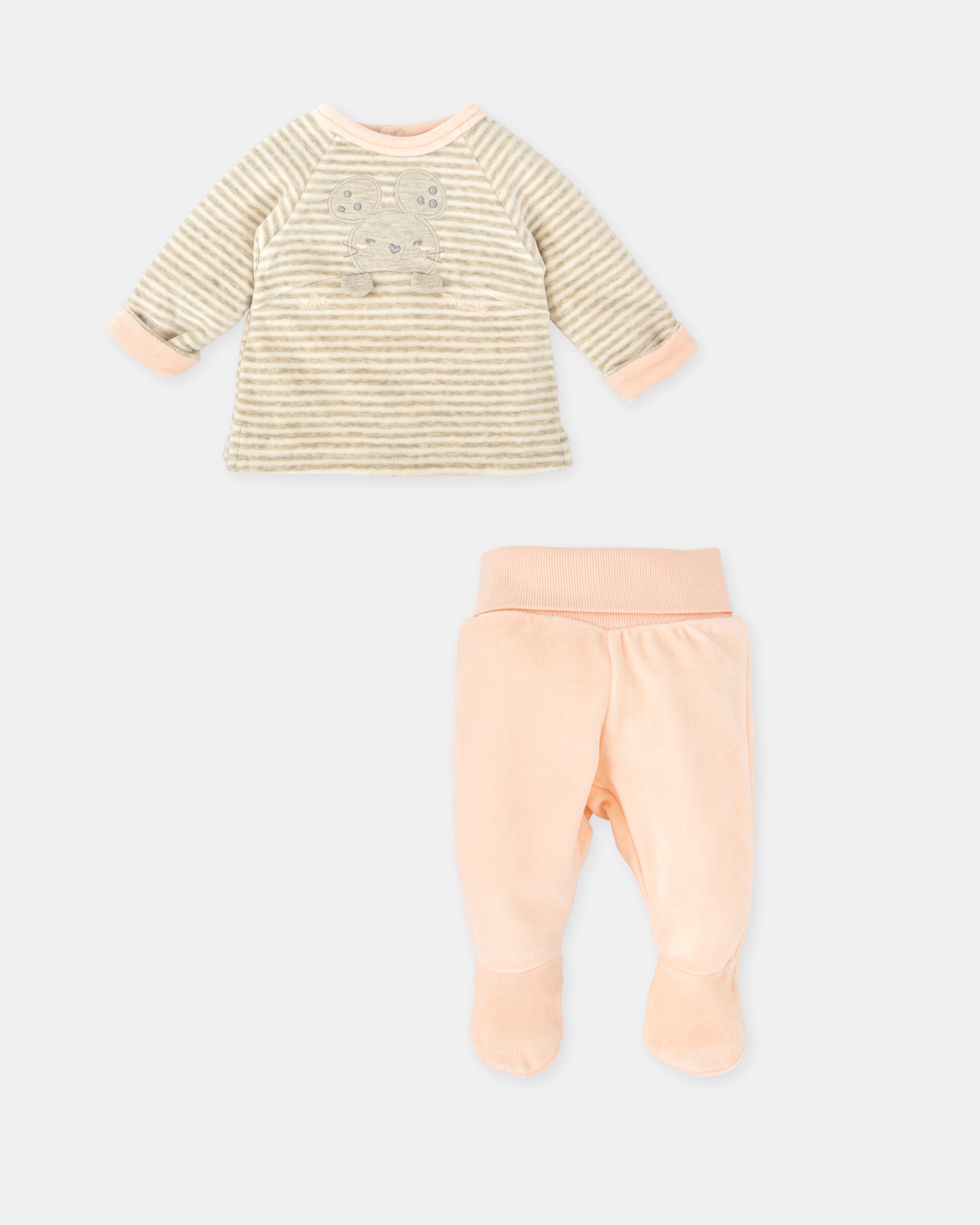 Conjunto para Bebé de Duas Peças com Pé em Pétala Tutto Piccolo Rosa-3