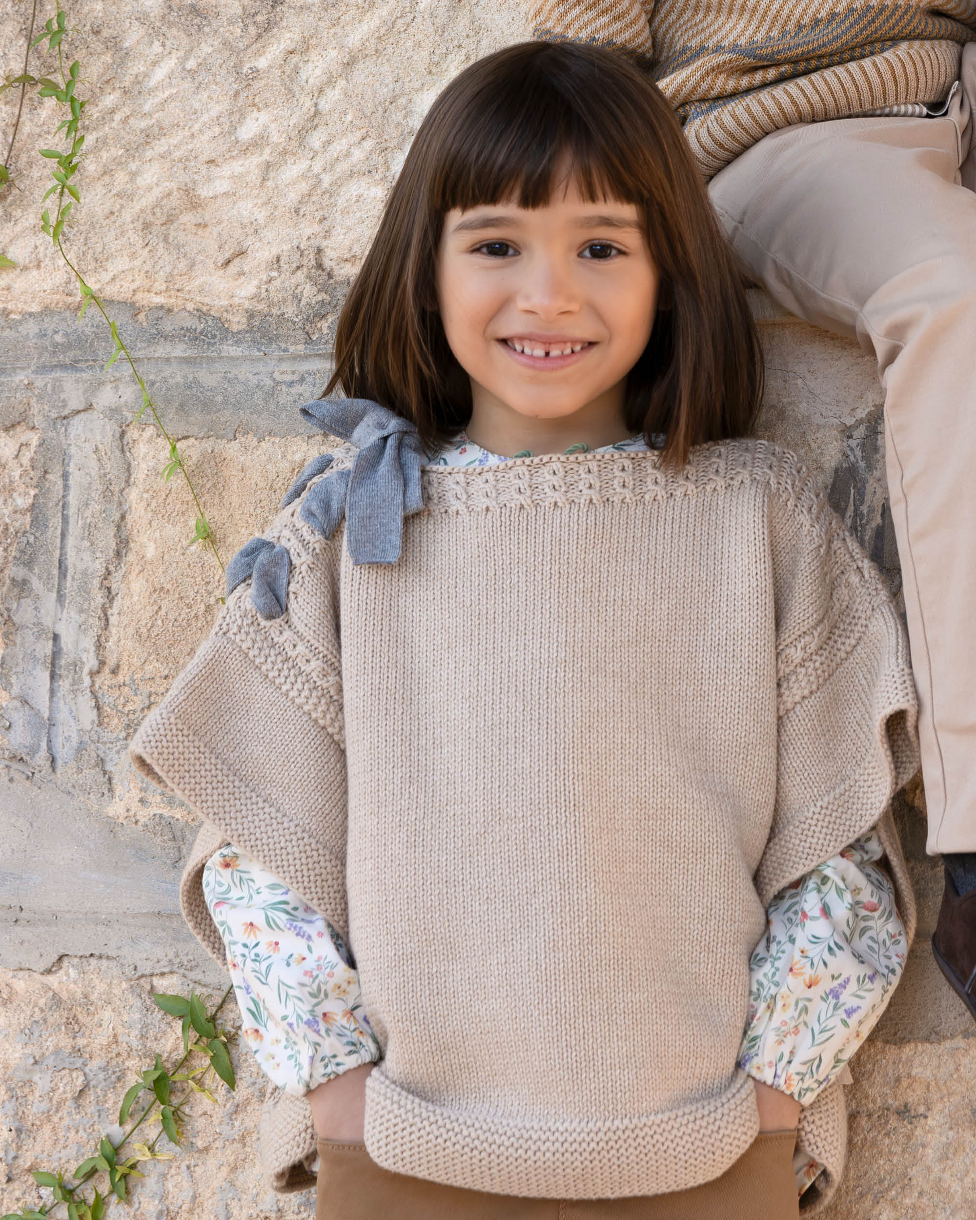 Camisola de Tricot em Areia com Laço na Gola Infantil Tutto Piccolo Castanho-3