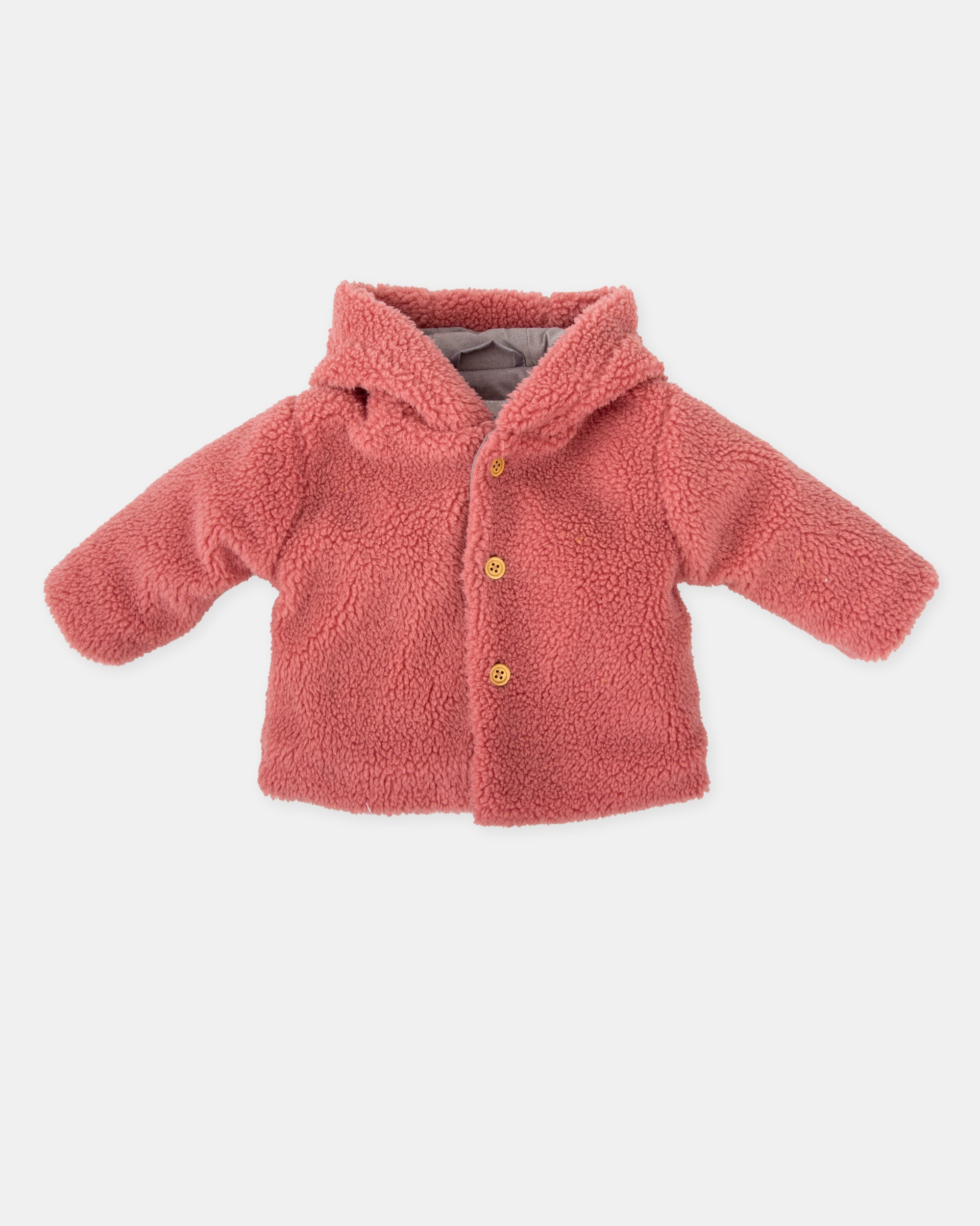Imagem 0 de Casaco para Bebé de Pelo de Ovelha com Capuz em Rosa