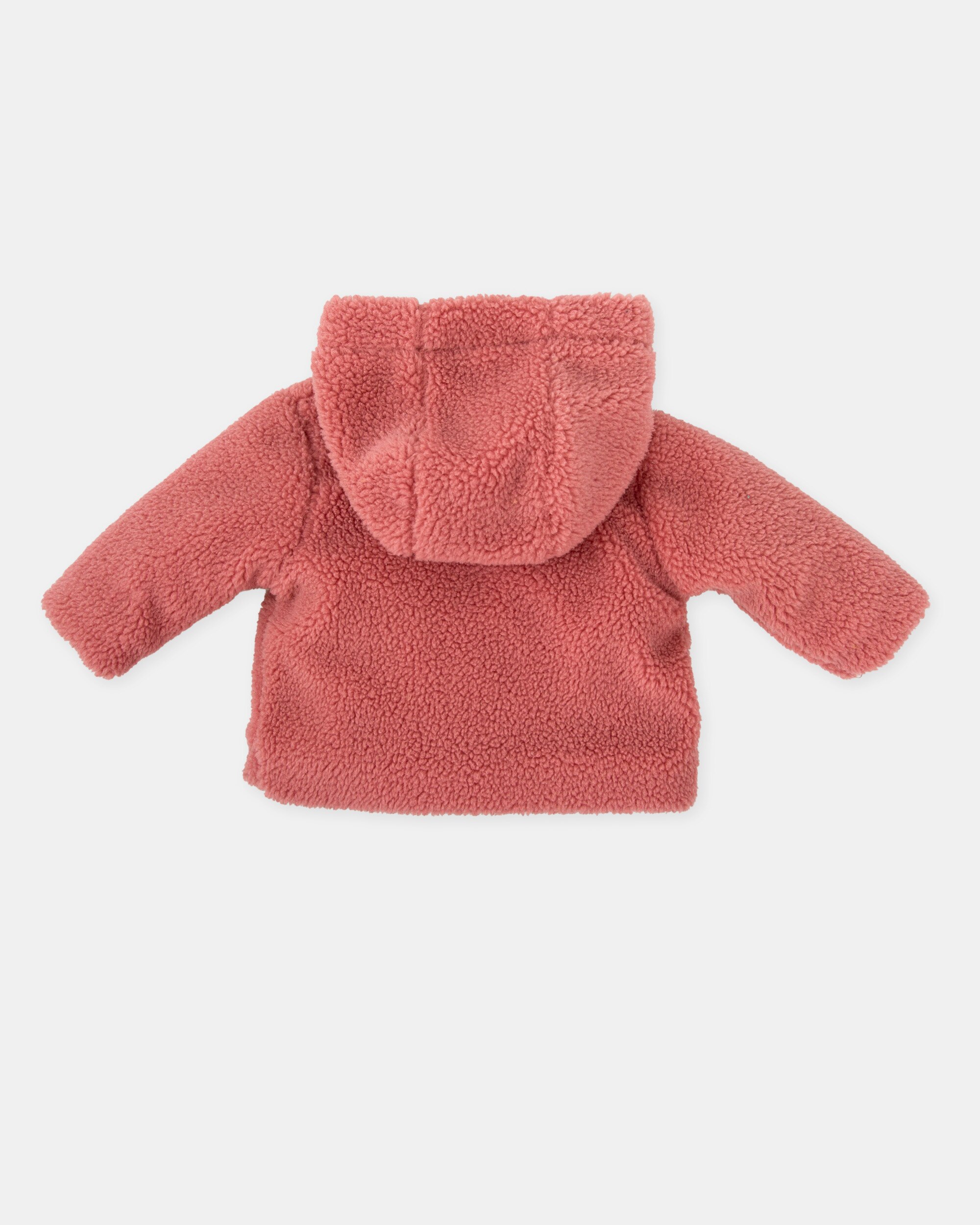 Casaco para Bebé de Pelo de Ovelha com Capuz em Rosa Tutto Piccolo Rosa-2