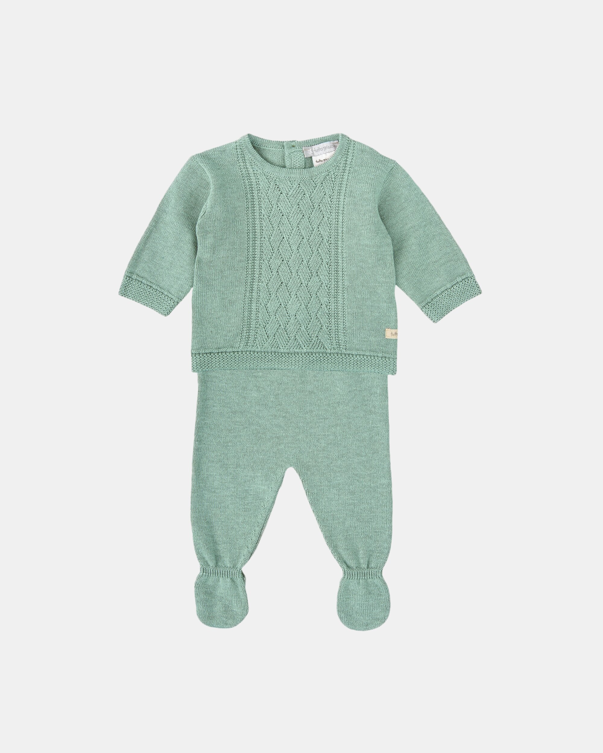 Conjunto para Bebé de Duas Peças com Pé em Taupe Tutto Piccolo Verde-1