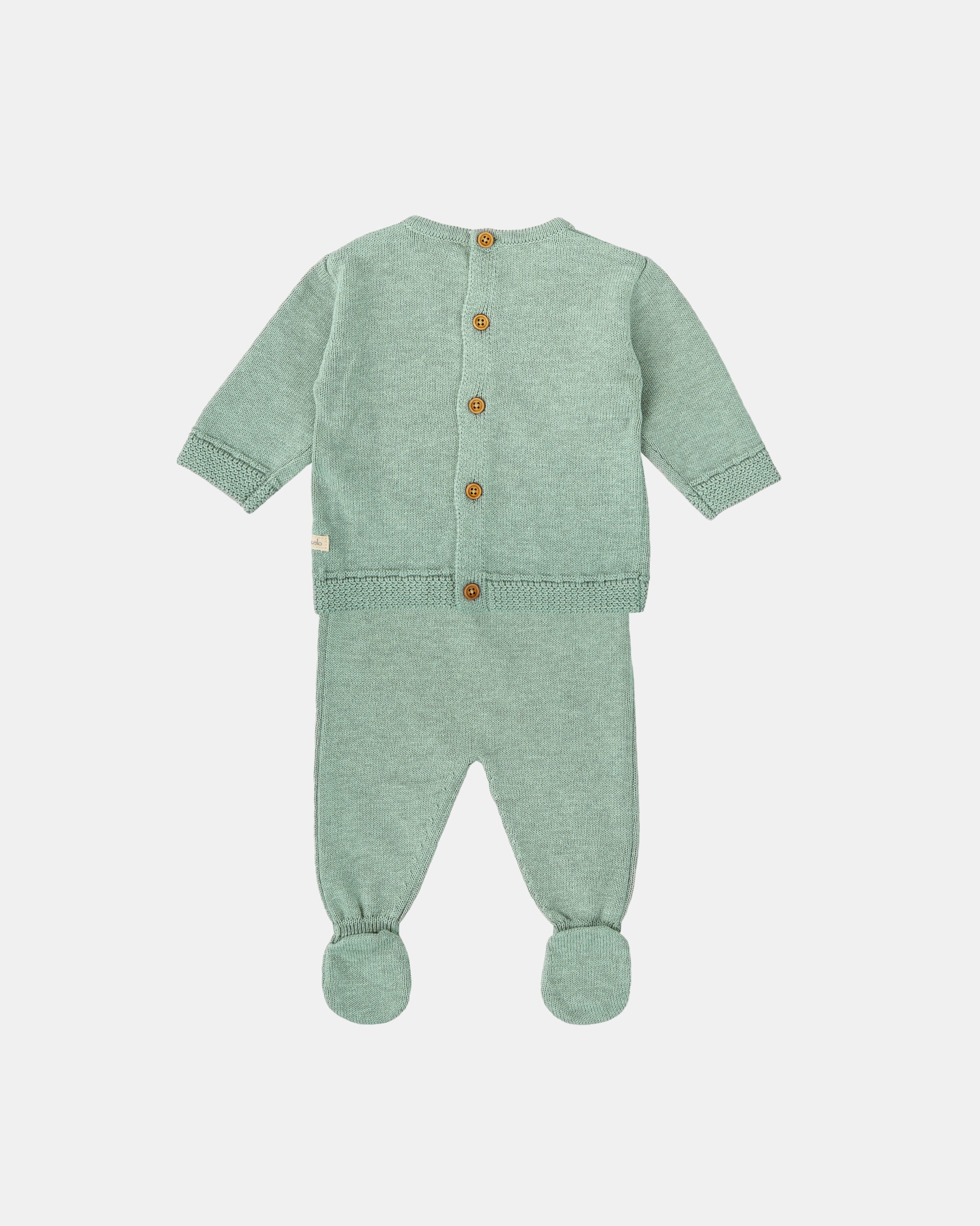 Conjunto para Bebé de Duas Peças com Pé em Taupe Tutto Piccolo Verde-2