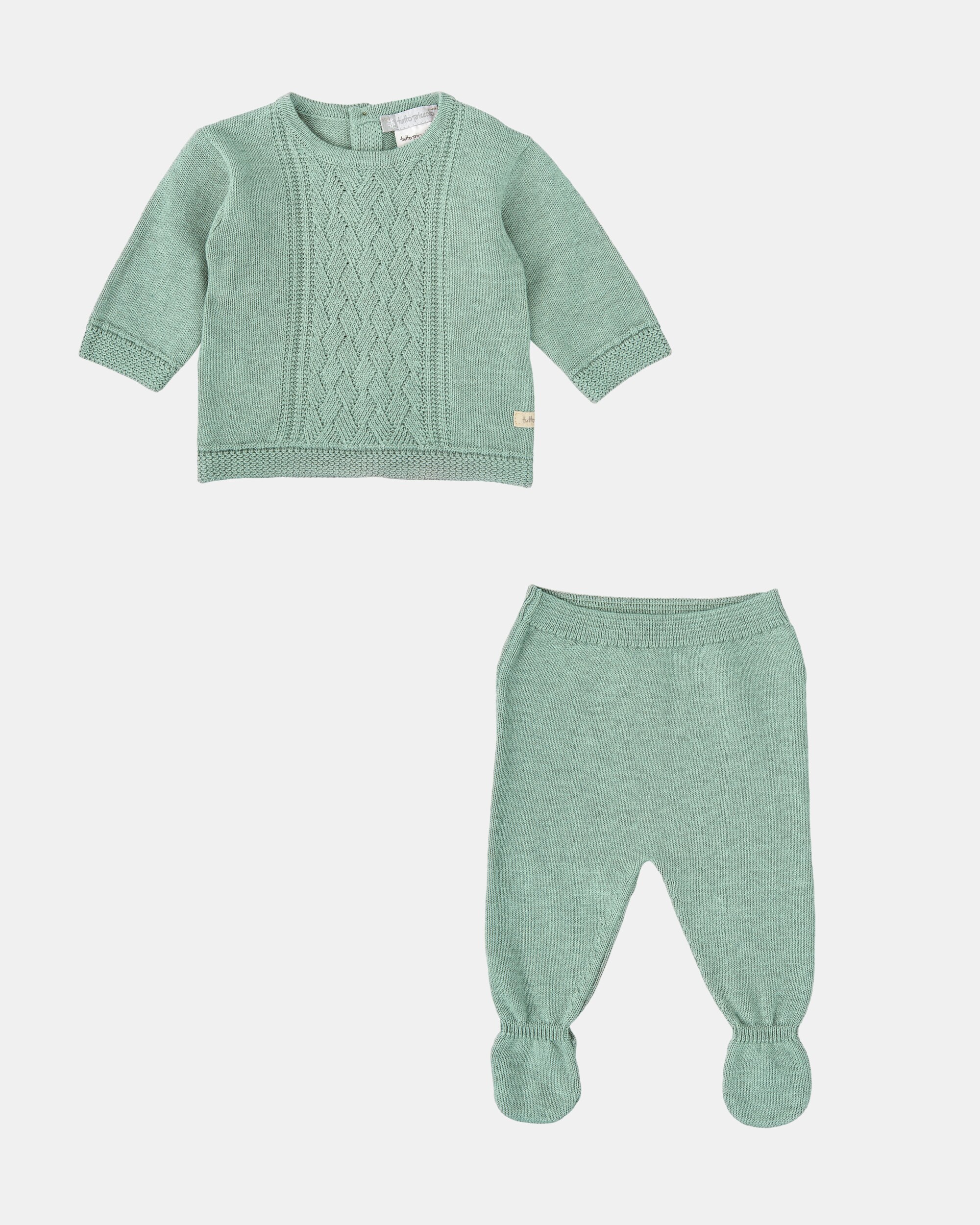 Conjunto para Bebé de Duas Peças com Pé em Taupe Tutto Piccolo Verde-3
