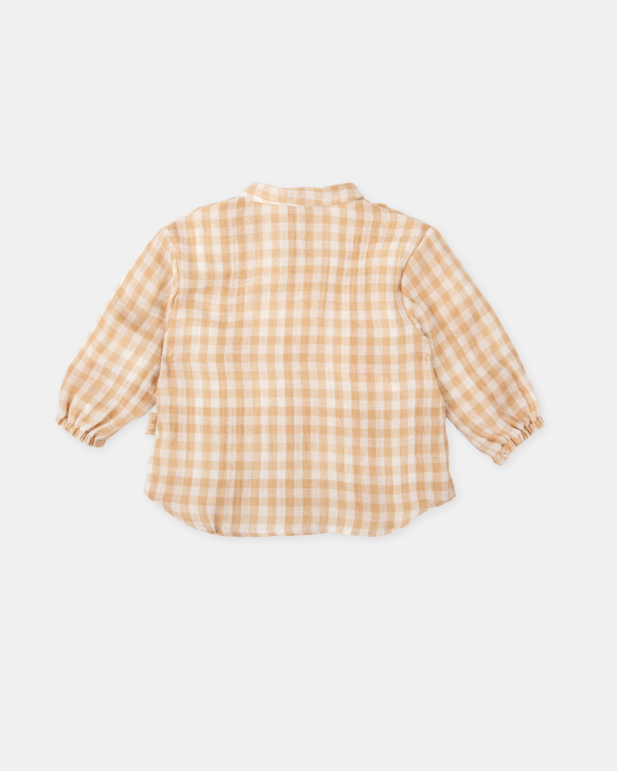 Camisa para Bebé Vichy em Areia Tutto Piccolo Castanho-claro-2