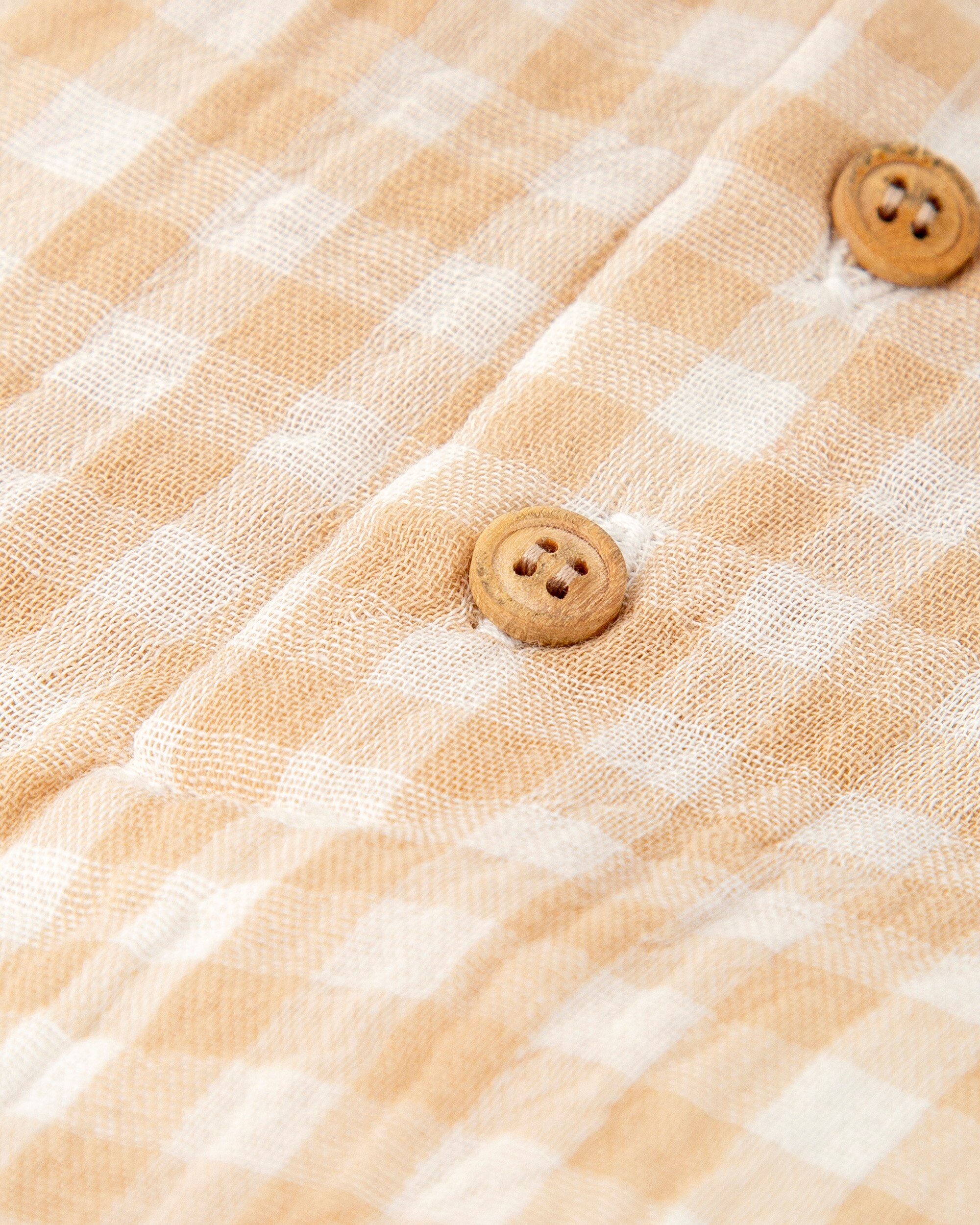 Camisa para Bebé Vichy em Areia Tutto Piccolo Castanho-claro-4