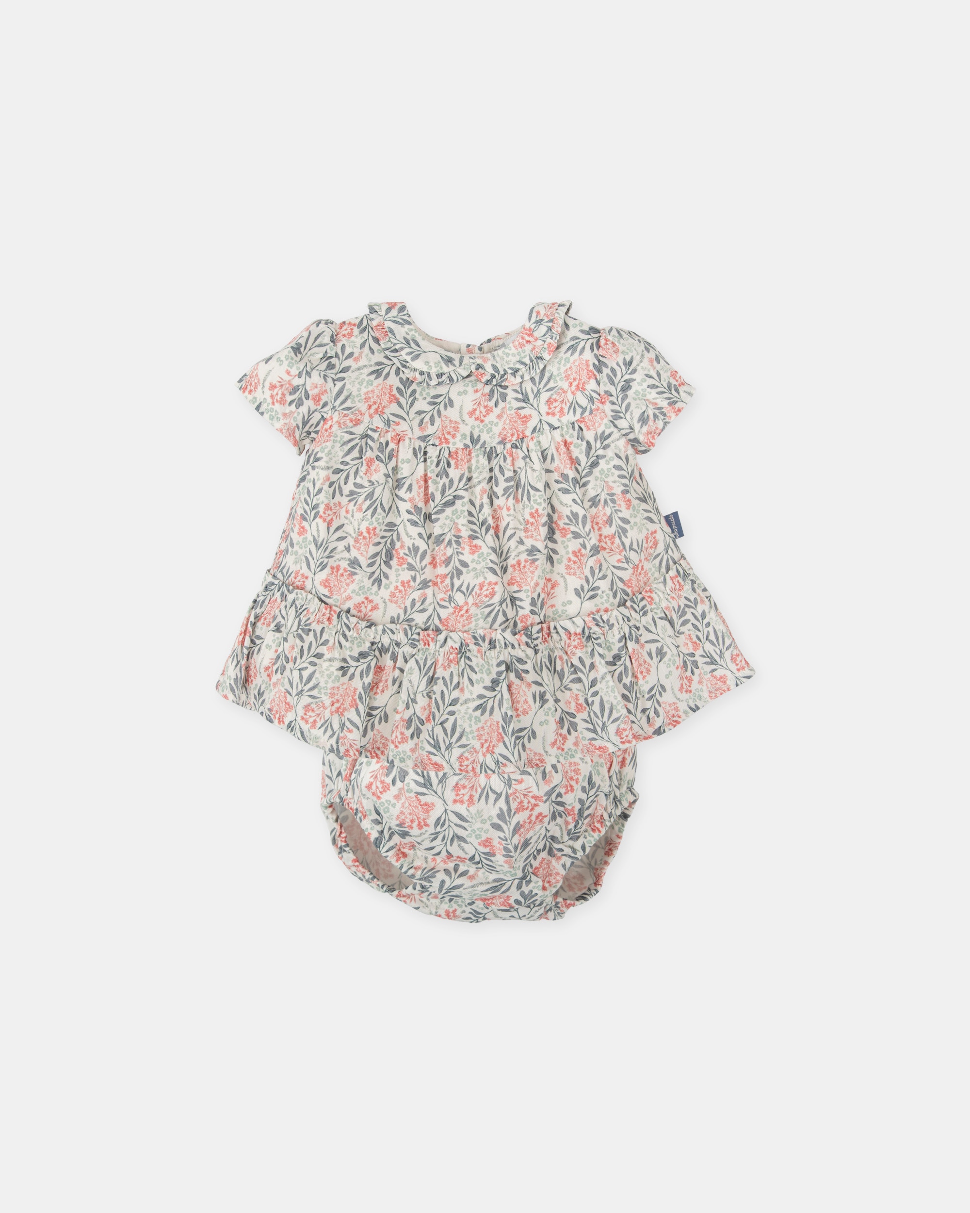 Vestido com Cueca de Bebé Flores em Cinzento Tutto Piccolo Cinzento-1