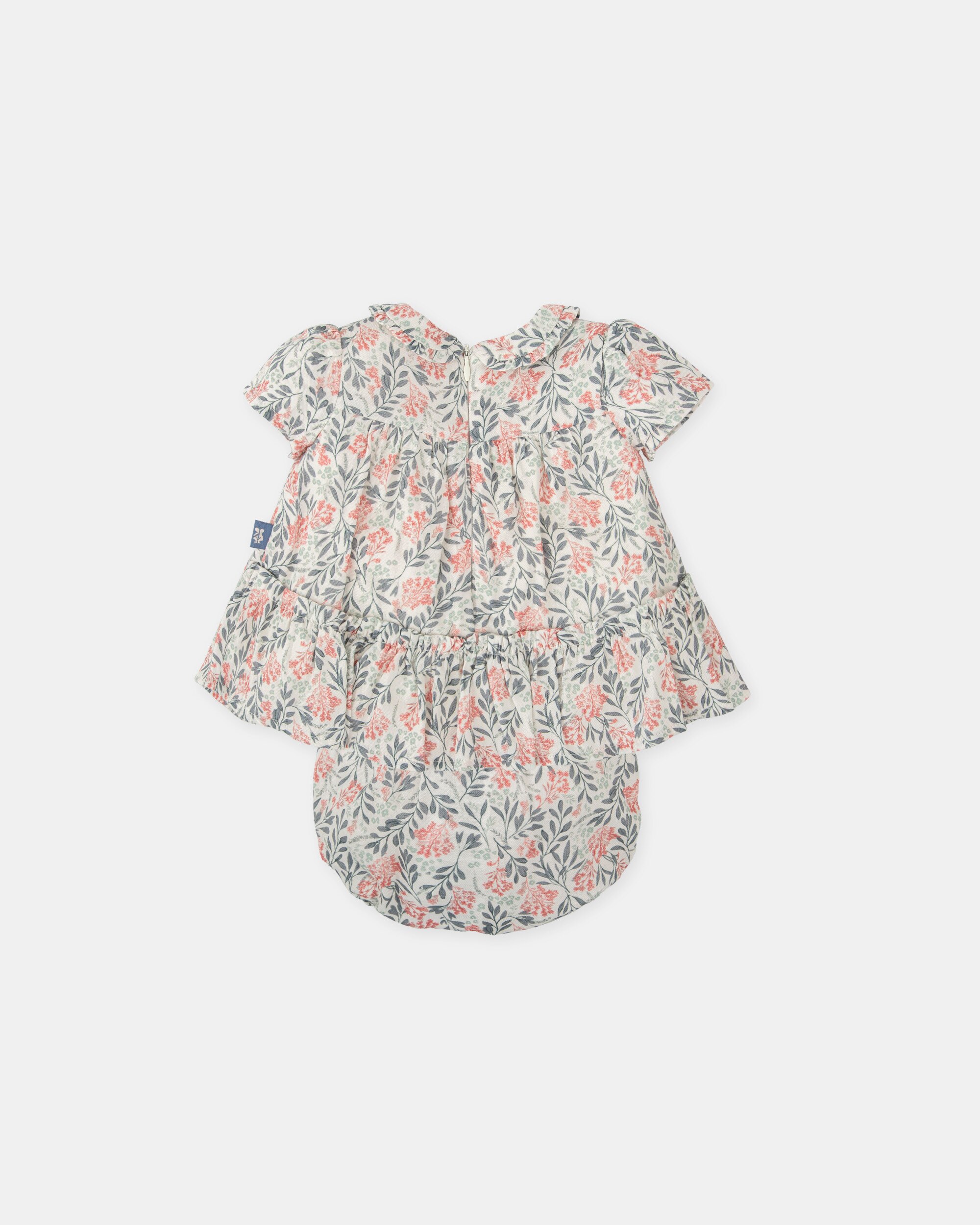Vestido com Cueca de Bebé Flores em Cinzento Tutto Piccolo Cinzento-2