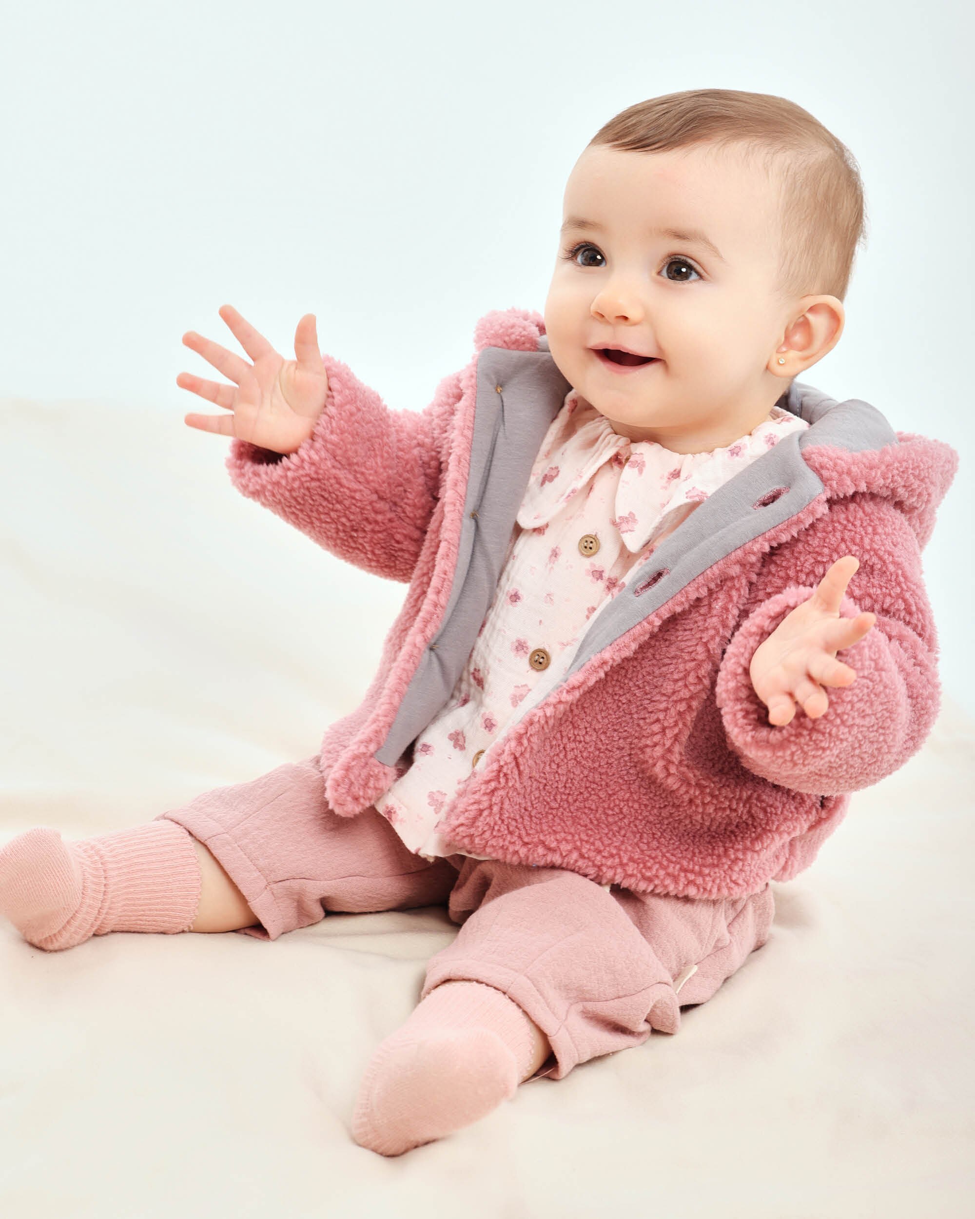 Calças para Bebé em Rosa com Cordão de Ajuste Tutto Piccolo Rosa-3