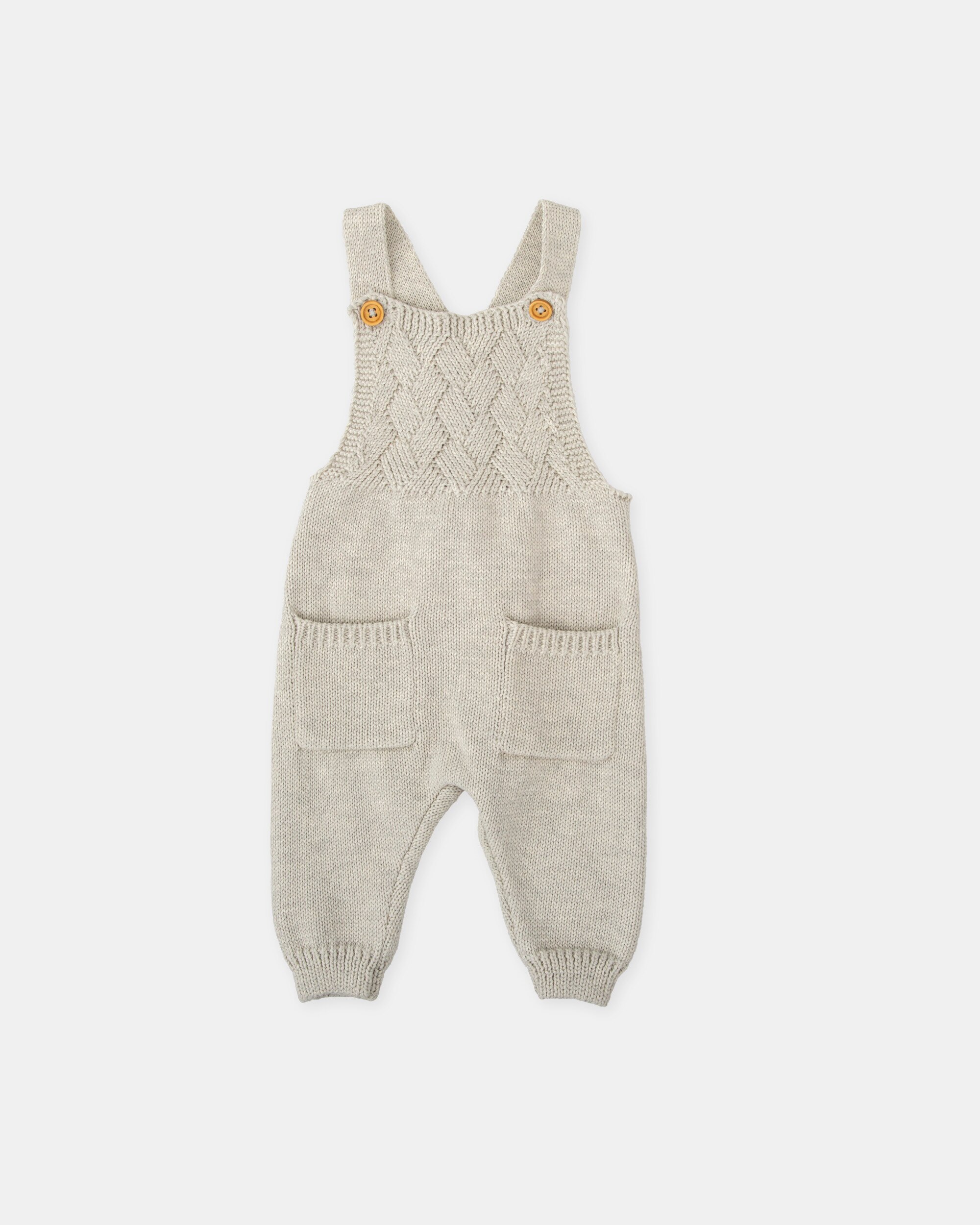 Jardineiras para Bebé de Tricot com Bolsos Tutto Piccolo Taupe-1