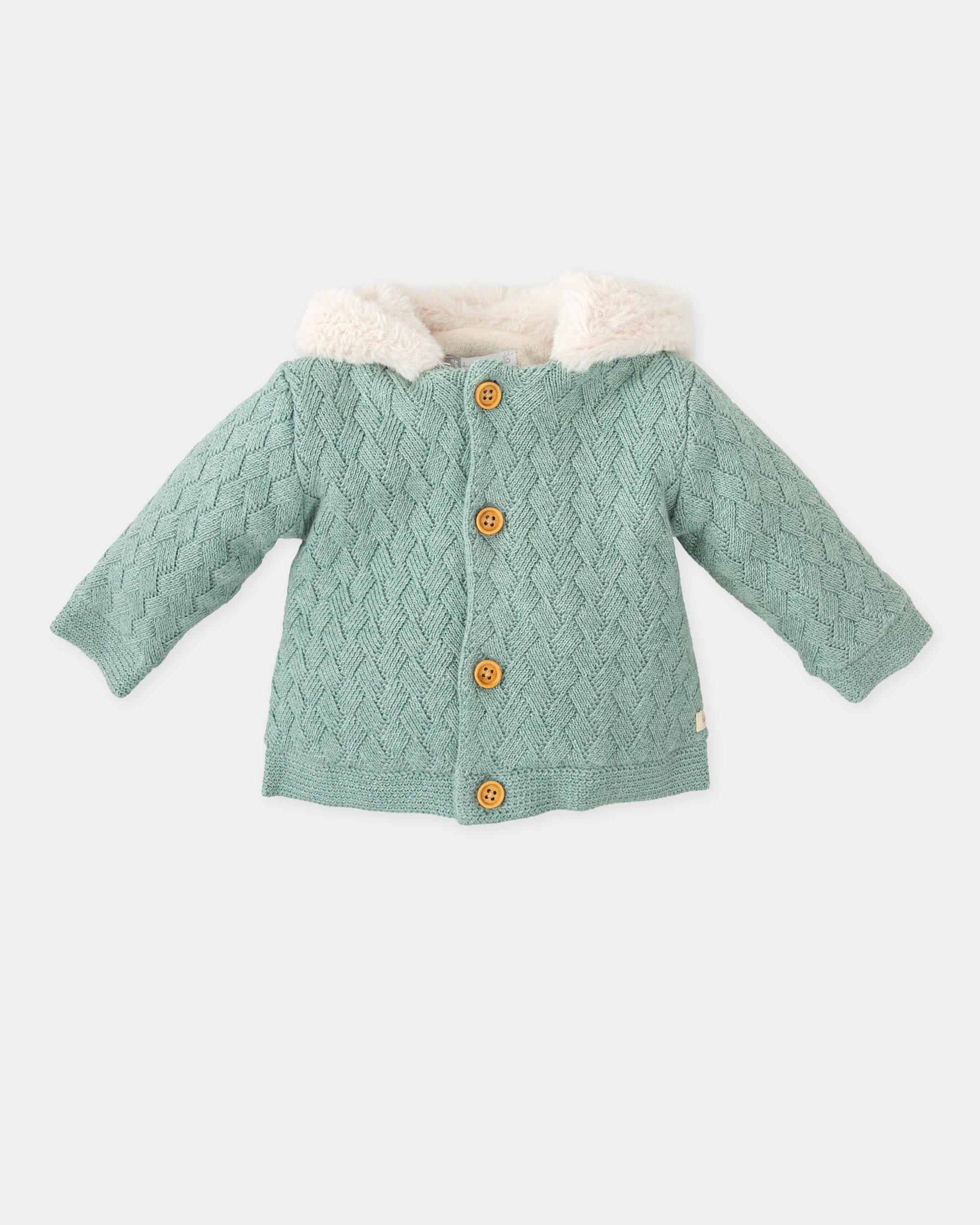 Casaco de Tricot para Bebé com Capuz Tutto Piccolo Verde-1