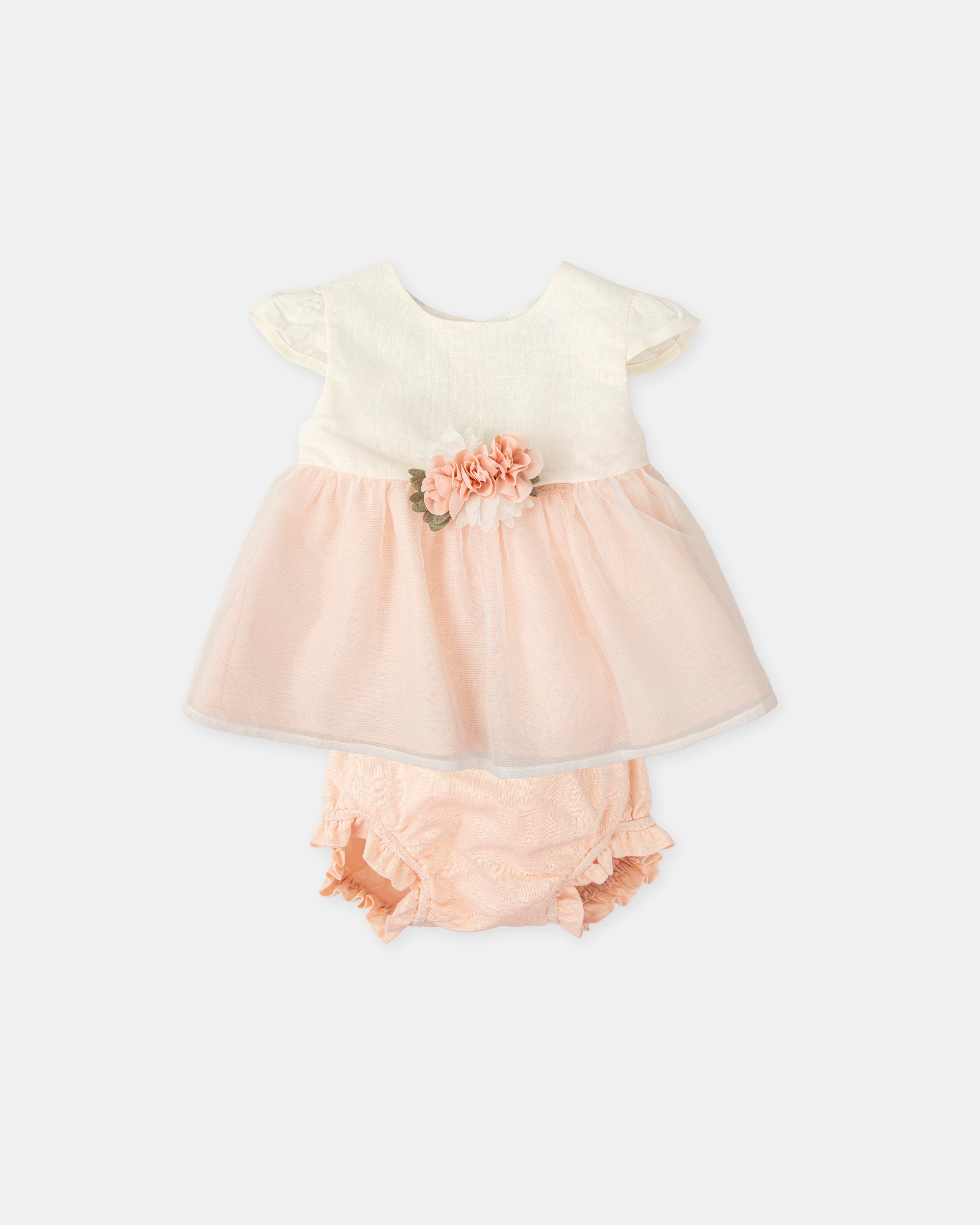 Vestido com Cueca de Bebé Tutto Piccolo Branco / Rosa-1