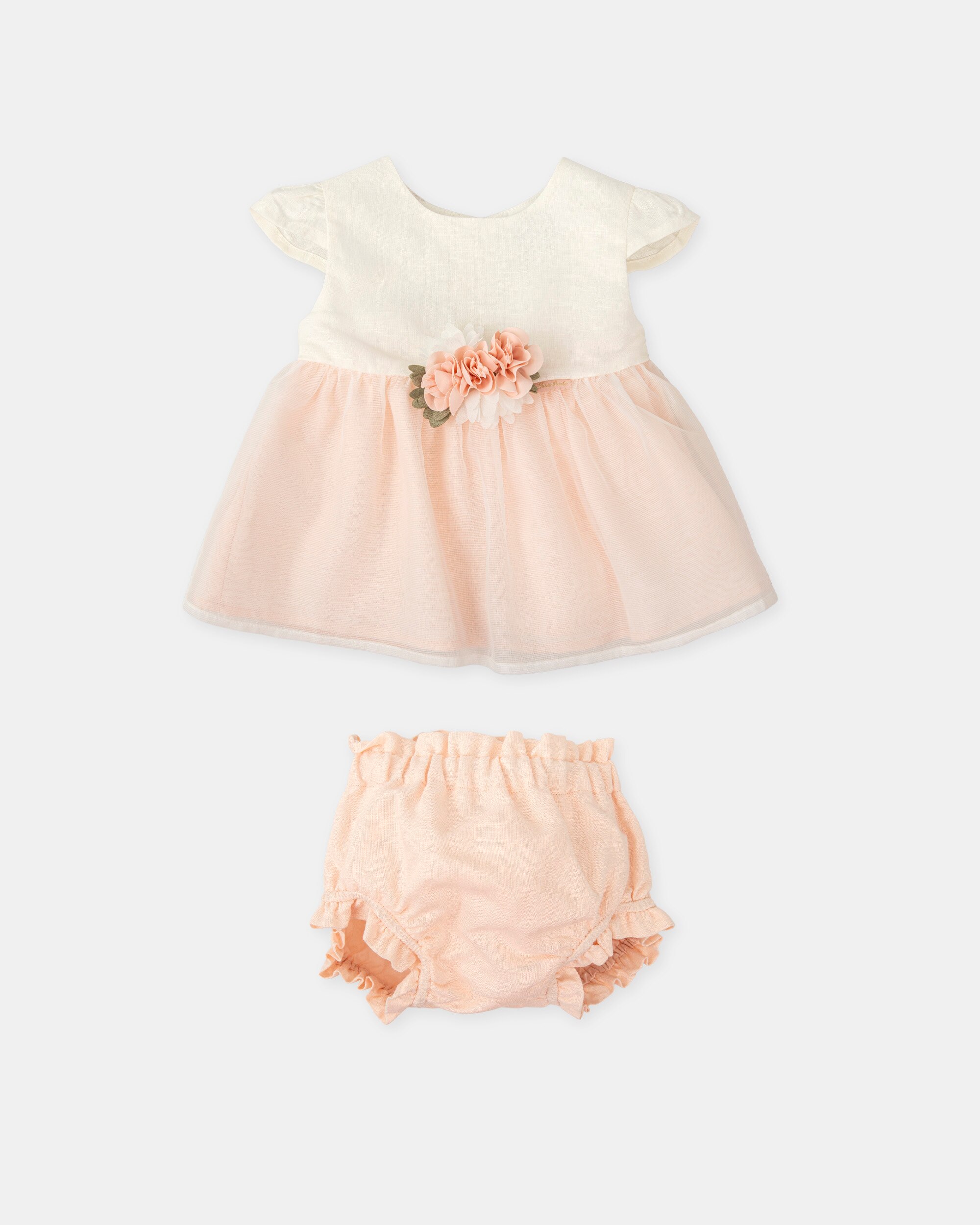 Vestido com Cueca de Bebé Tutto Piccolo Branco / Rosa-3
