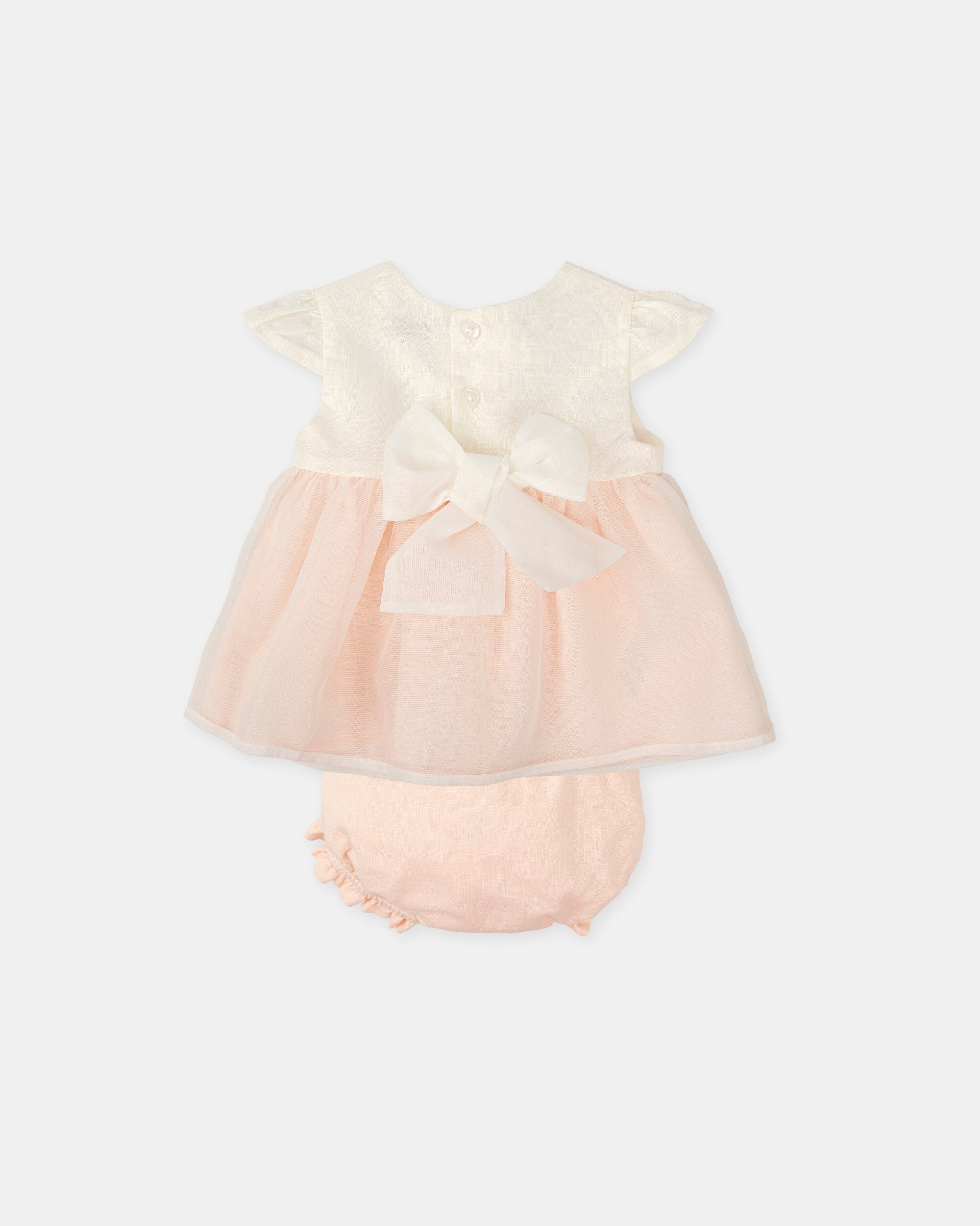 Vestido com Cueca de Bebé Tutto Piccolo Branco / Rosa-4