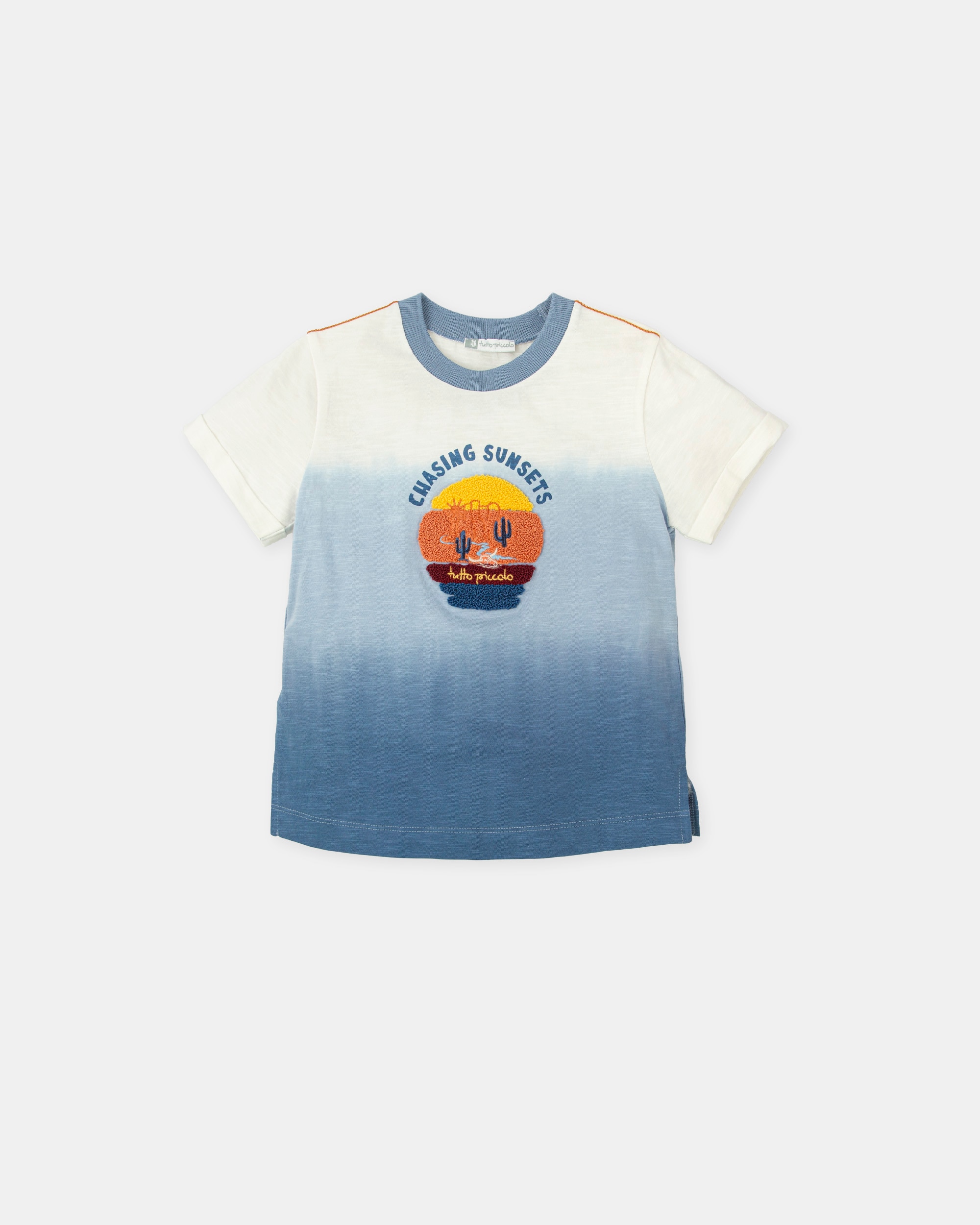 T-shirt de Manga Curta Infantil Tutto Piccolo Branco / Azul-1