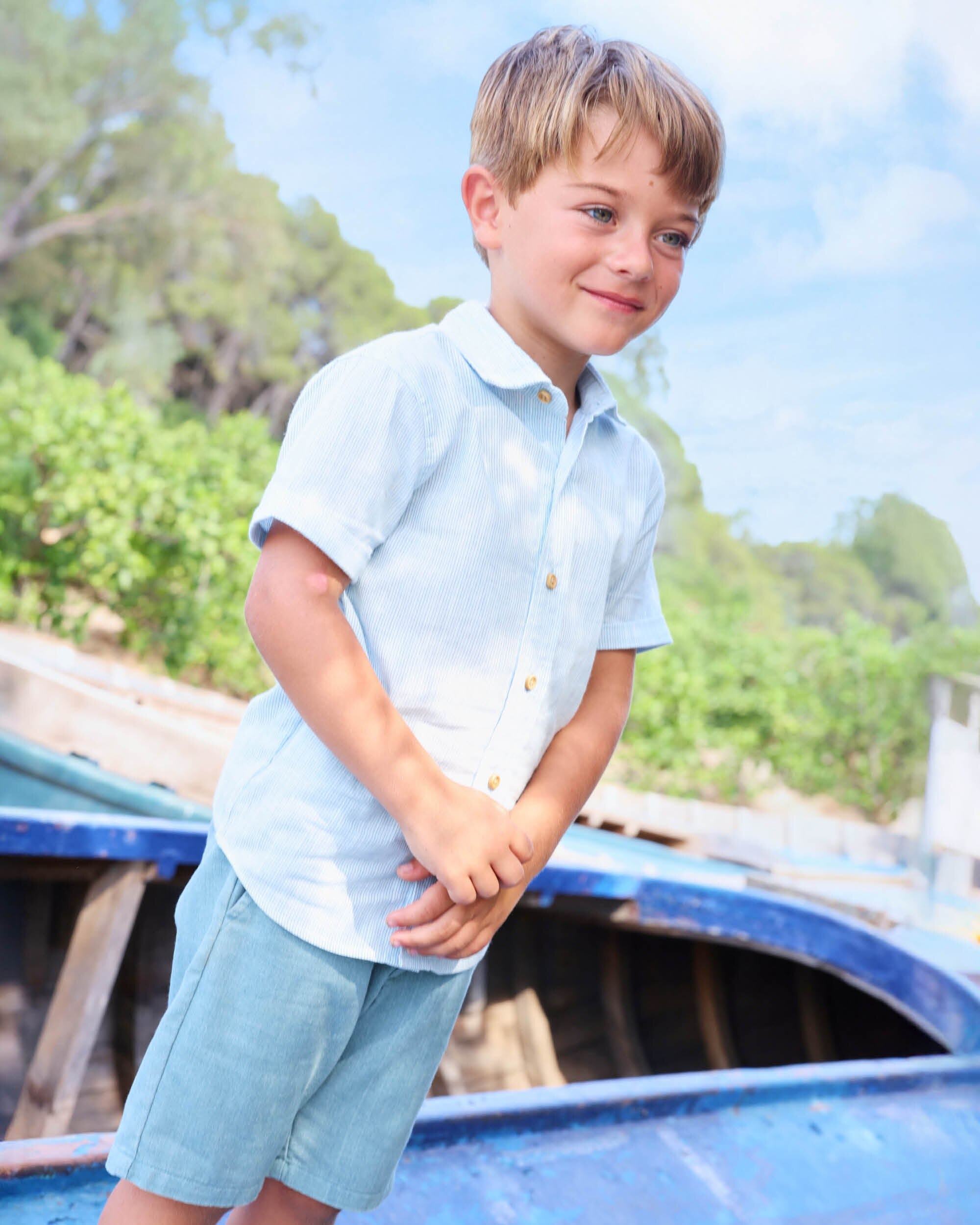 Camisa de Manga Curta Infantil Tutto Piccolo Azul-celeste-2