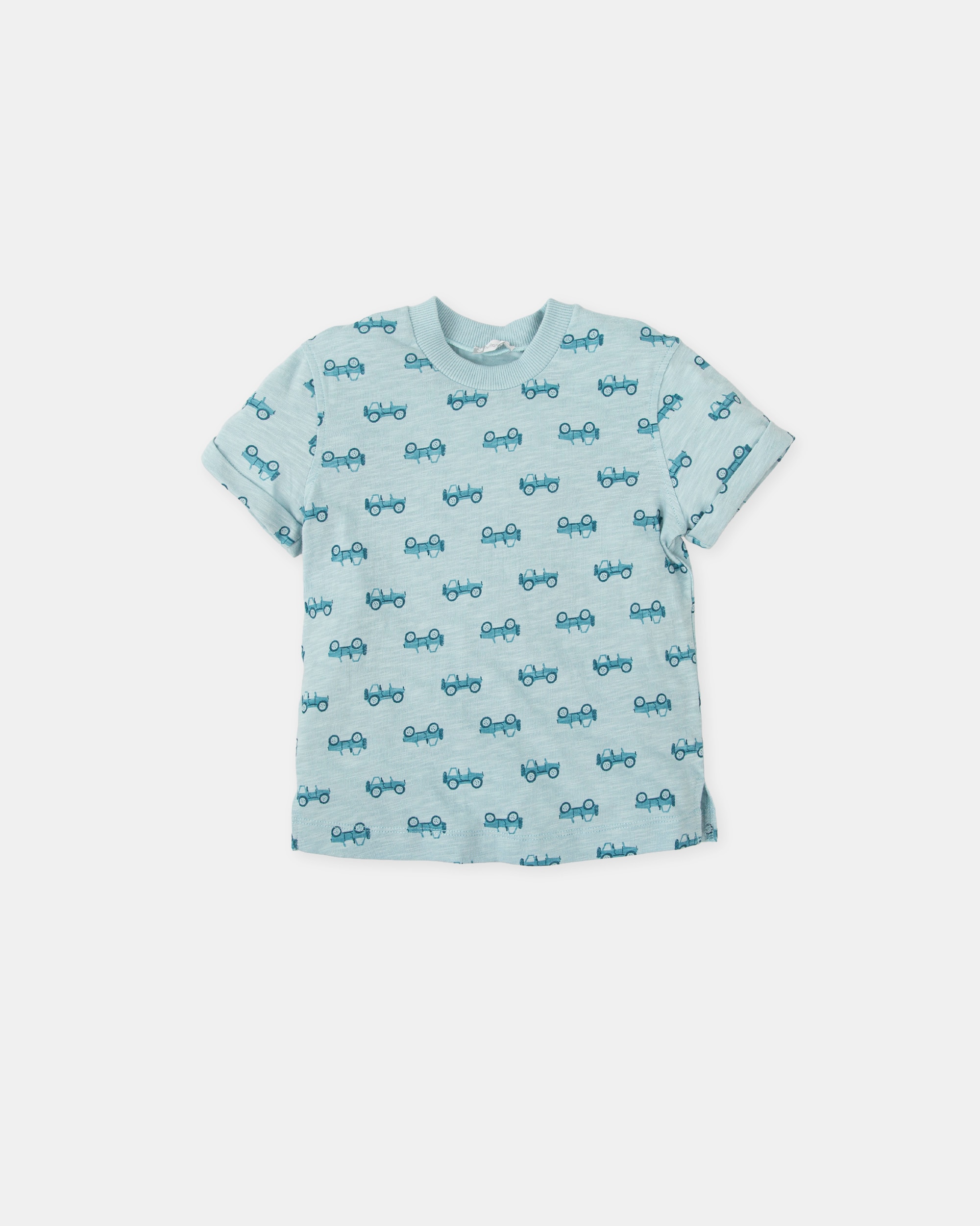 T-shirt de Manga Curta Infantil Azul / Branco-2