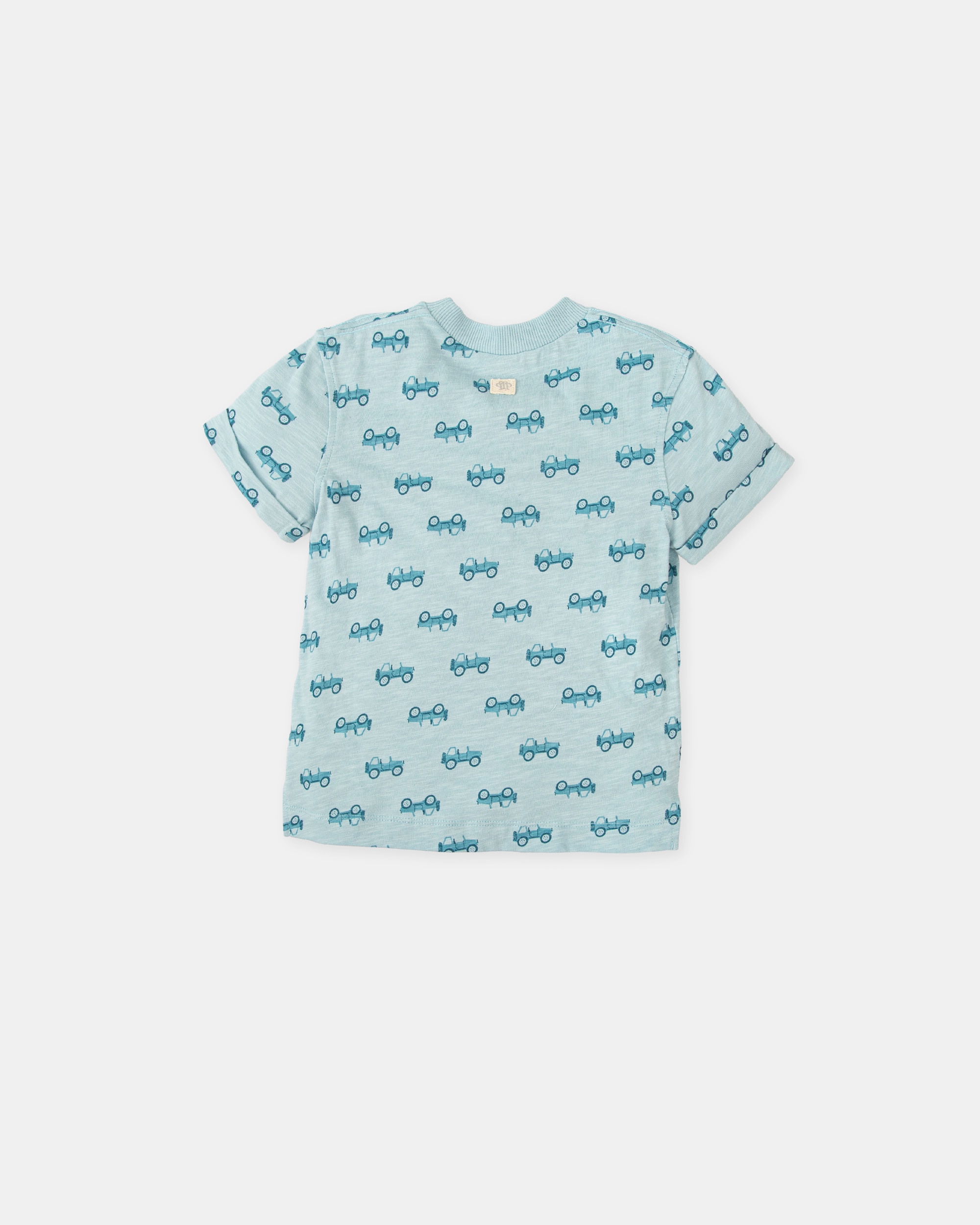 T-shirt de Manga Curta Infantil Azul / Branco-4