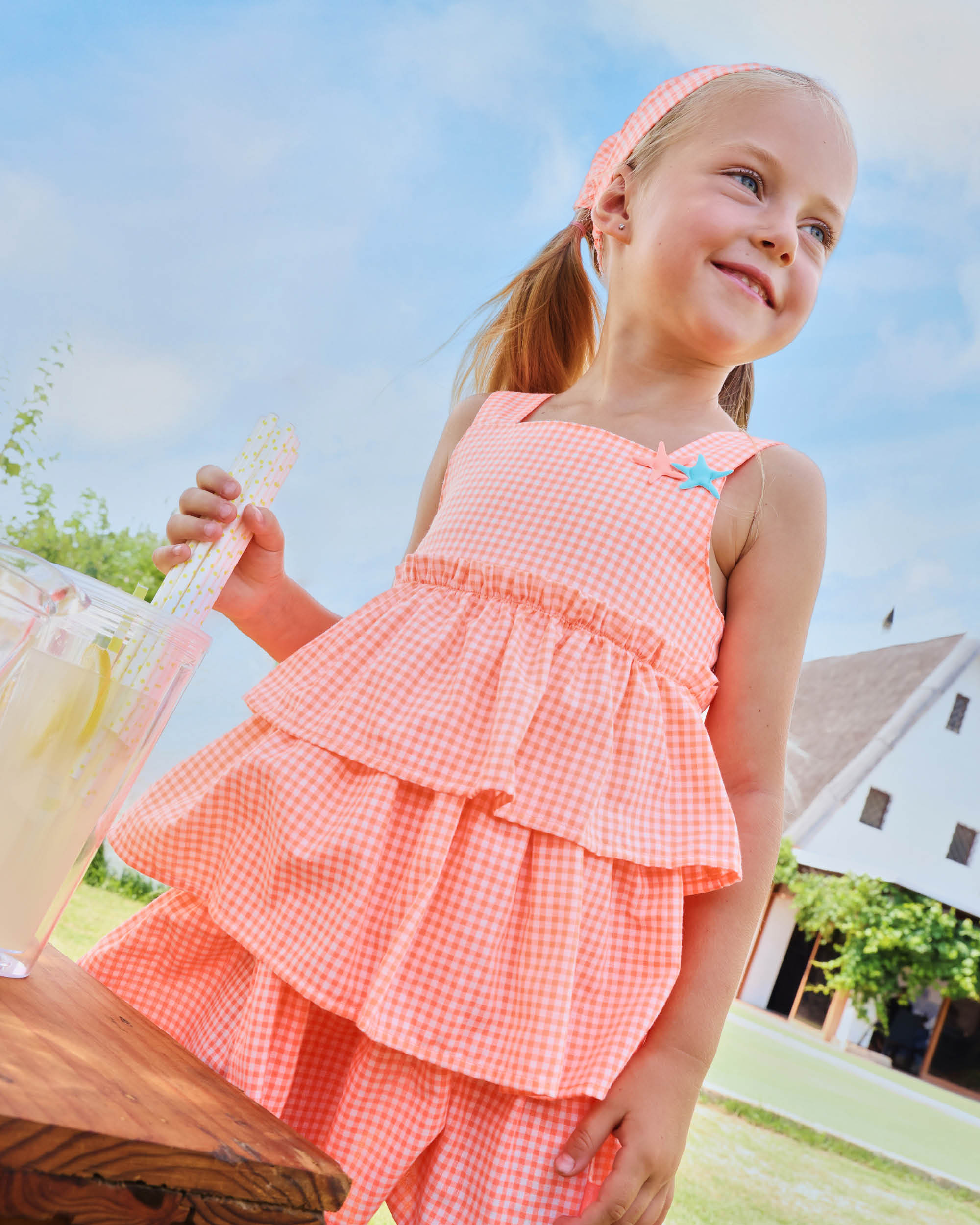 Vestido de Alças Infantil Laranja-claro-2