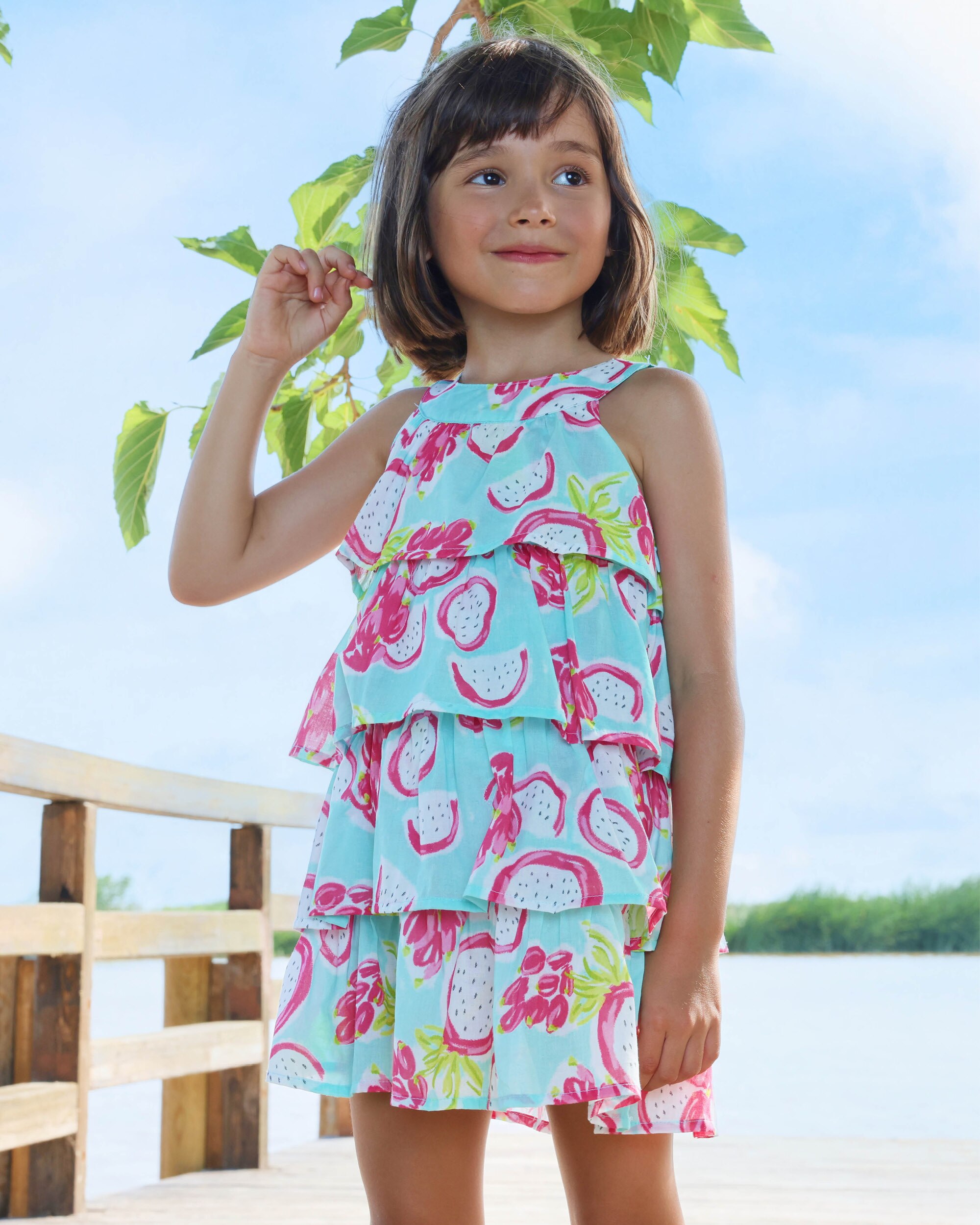 Vestido sem Mangas Infantil Azul-claro-2