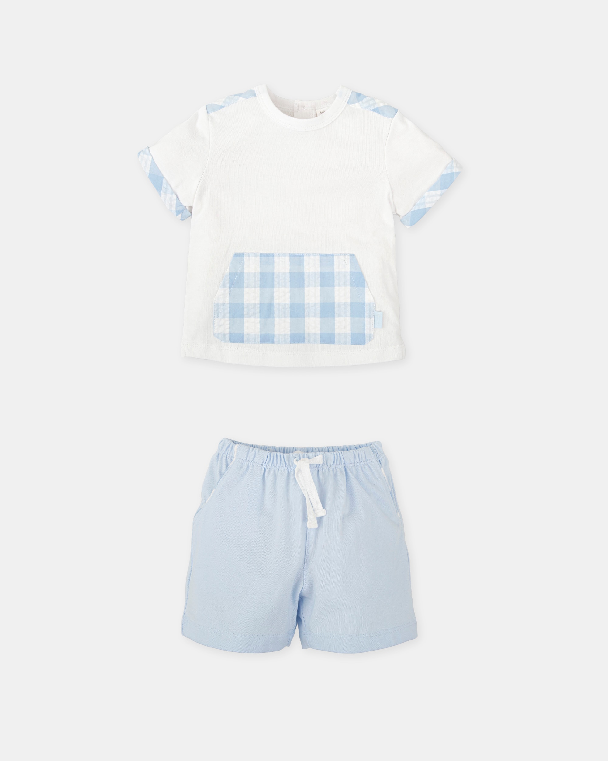Conjunto de Duas Peças de Manga Curta para Bebé Tutto Piccolo Branco / Azul-3