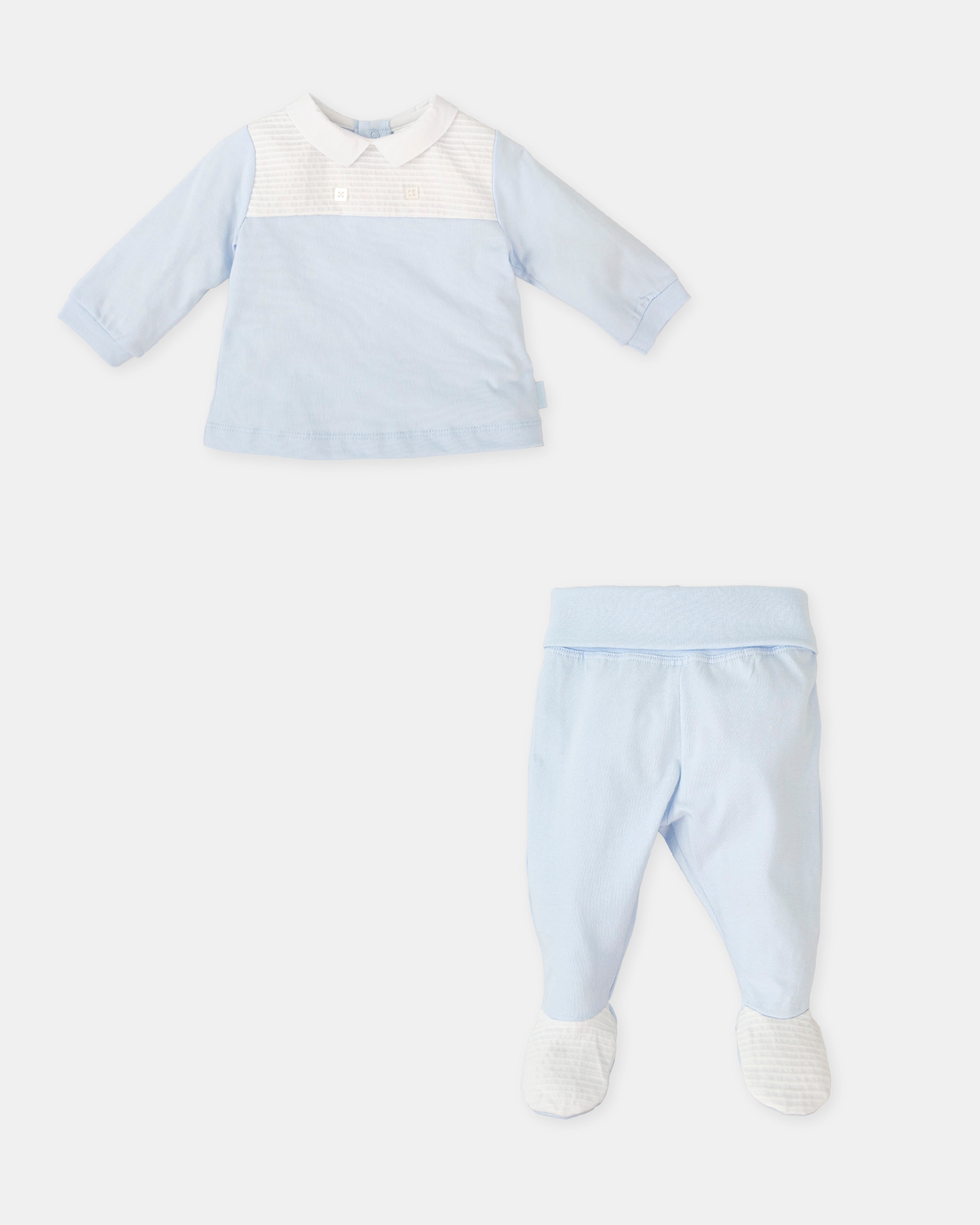 Duas Peças com Pé de Bebé Tutto Piccolo Azul-claro-3