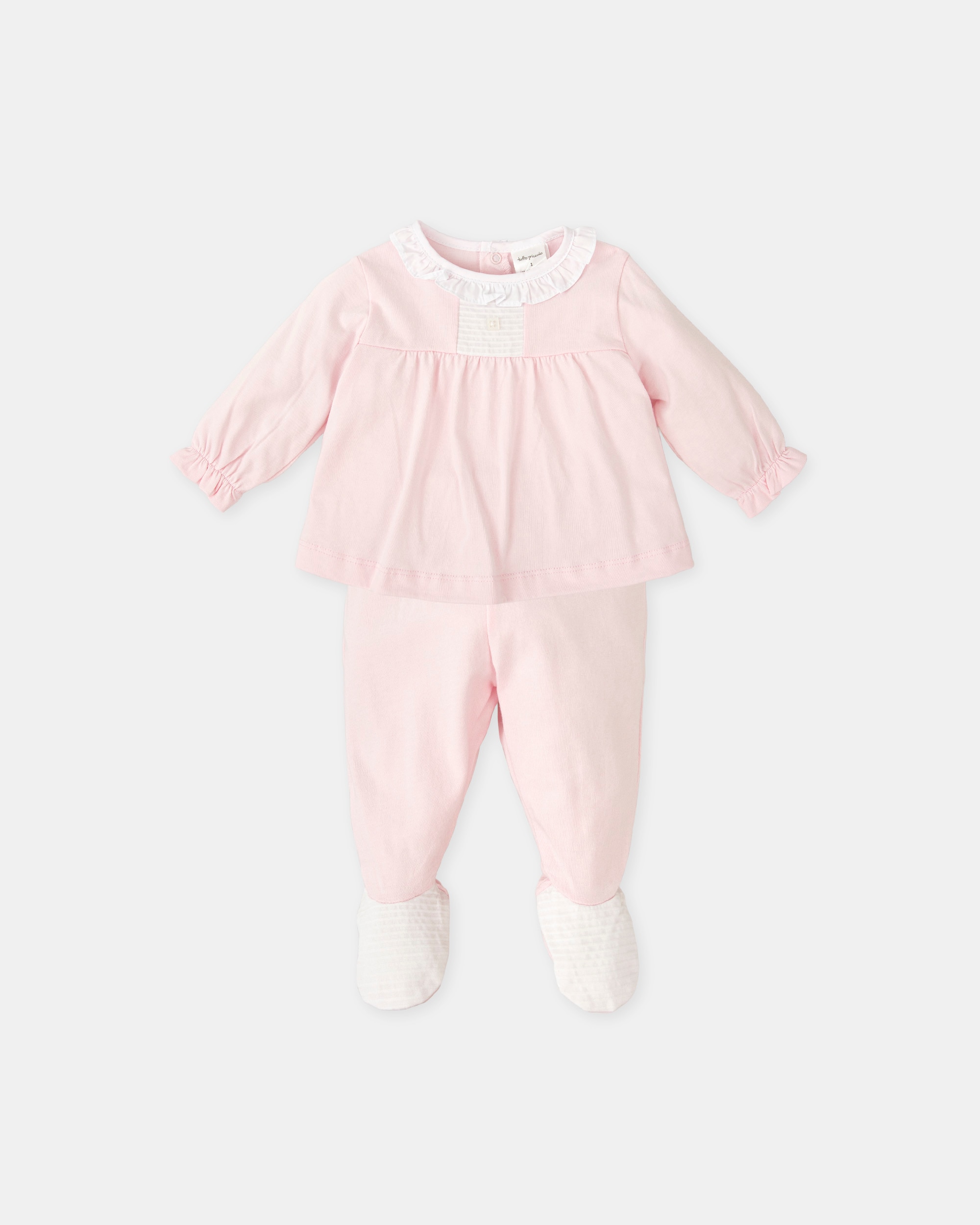 Conjunto de Duas Peças com Pé de Bebé Tutto Piccolo Rosa-claro-1