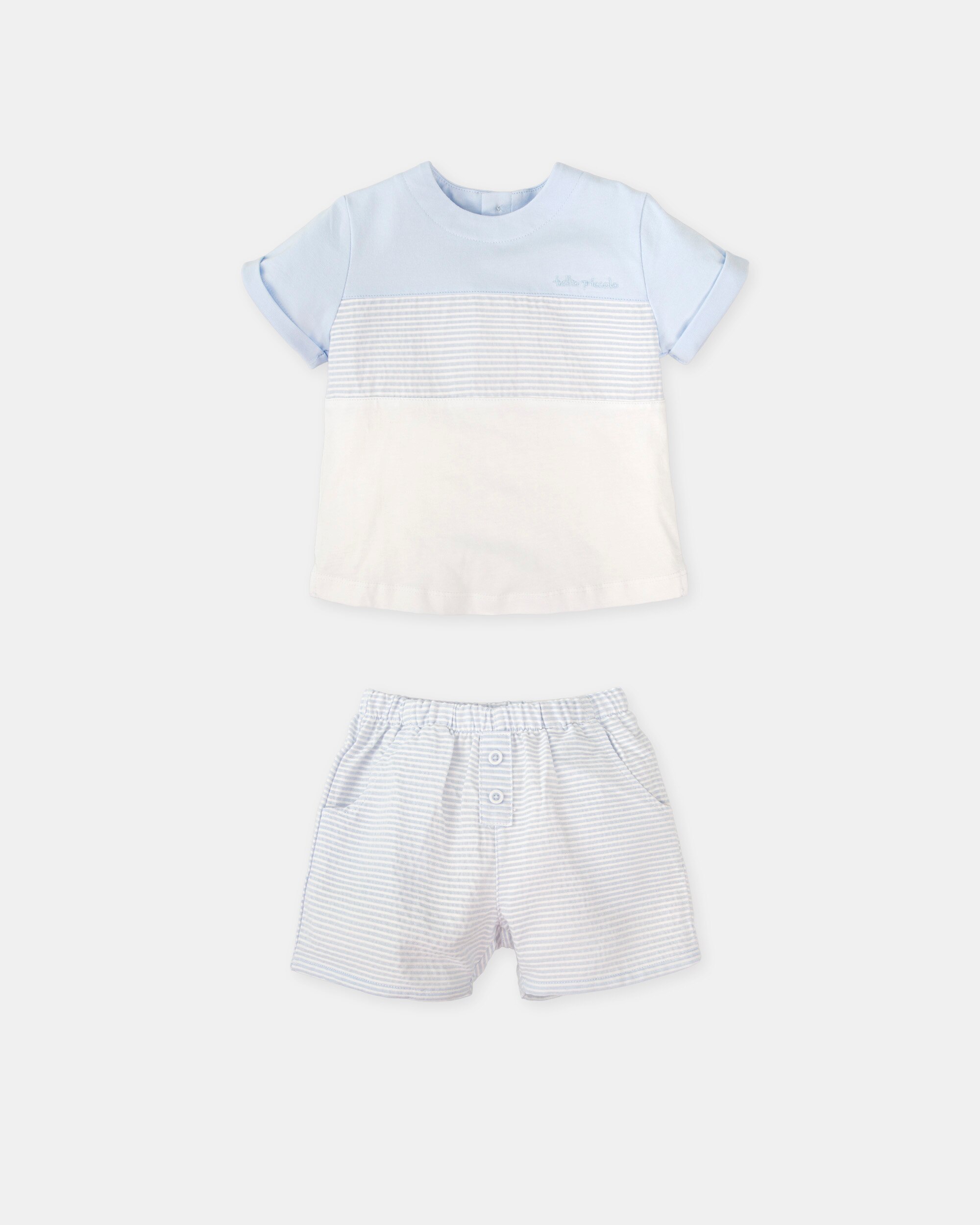 Conjunto de Duas Peças de Manga Curta para Bebé Tutto Piccolo Azul-claro-3