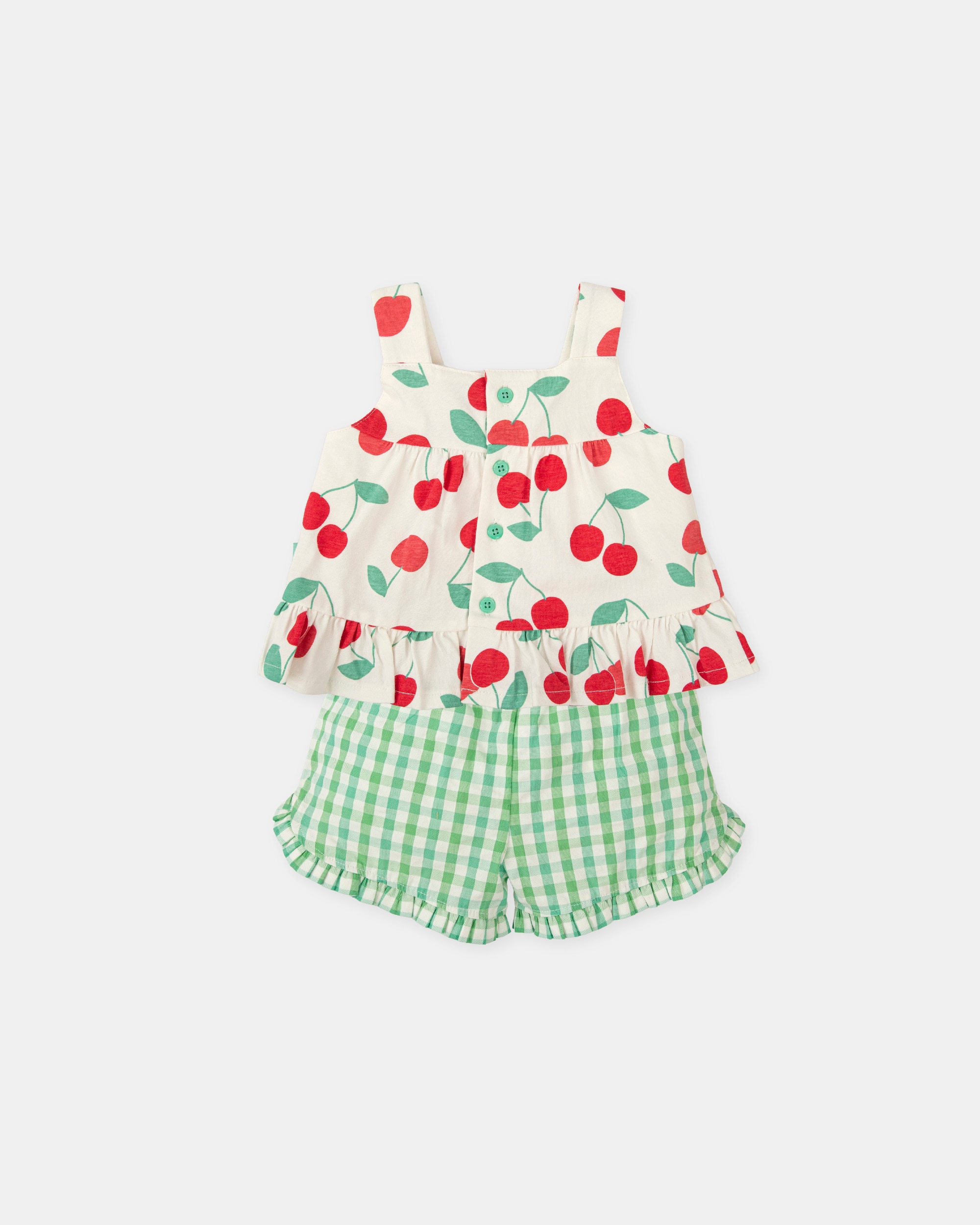Conjunto de Duas Peças sem Mangas de Bebé Branco / Verde-2