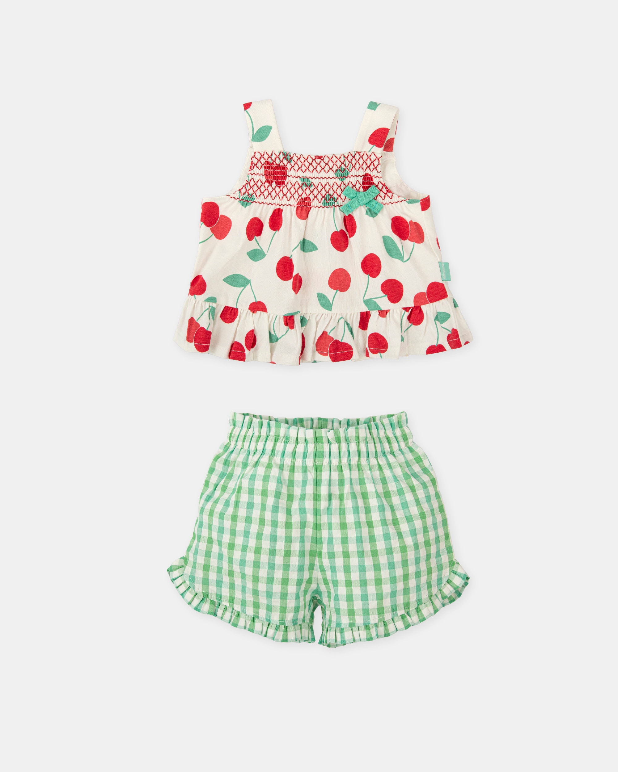 Conjunto de Duas Peças sem Mangas de Bebé Branco / Verde-3
