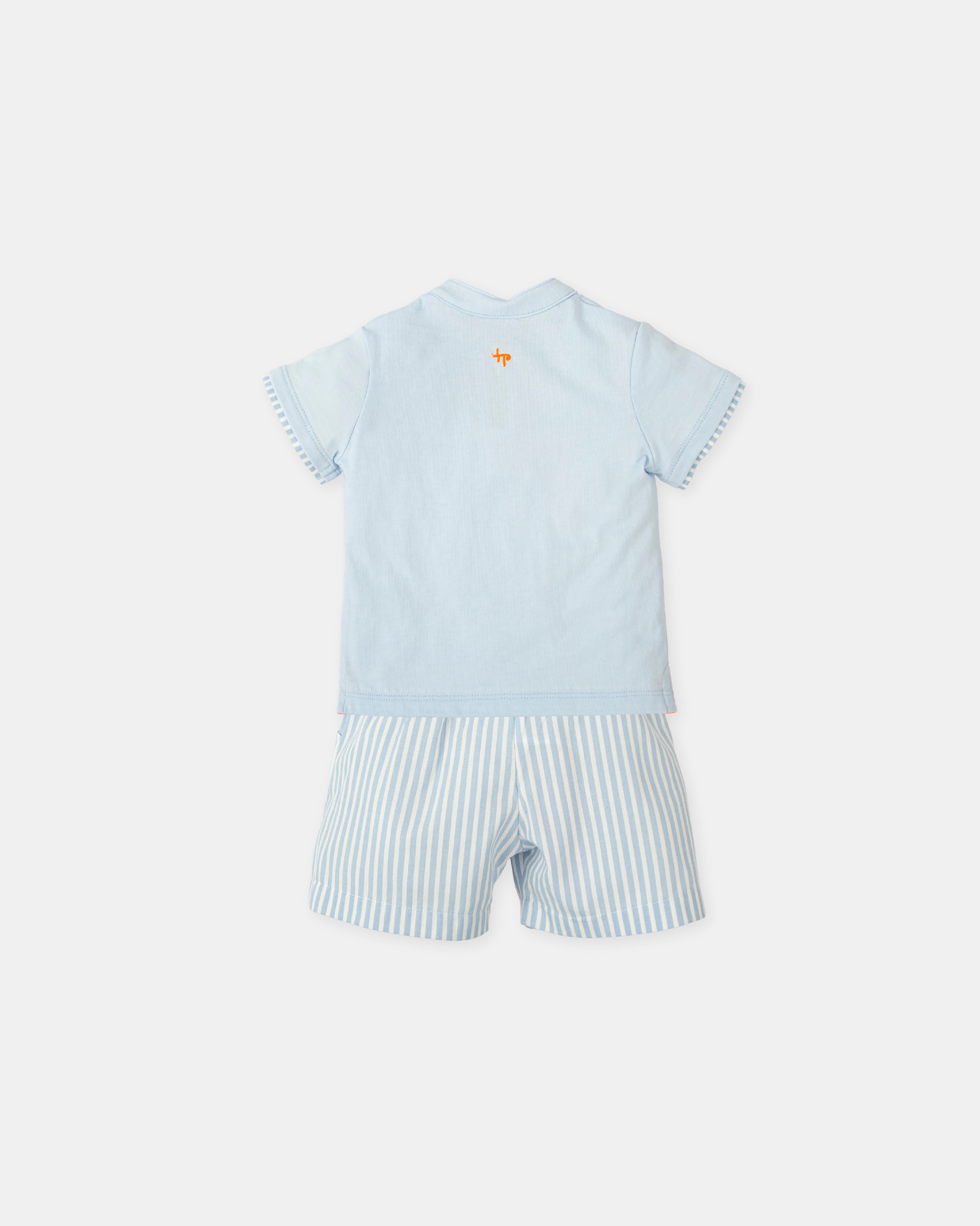 Conjunto de Duas Peças de Manga Curta Infantil Tutto Piccolo Azul-claro-2
