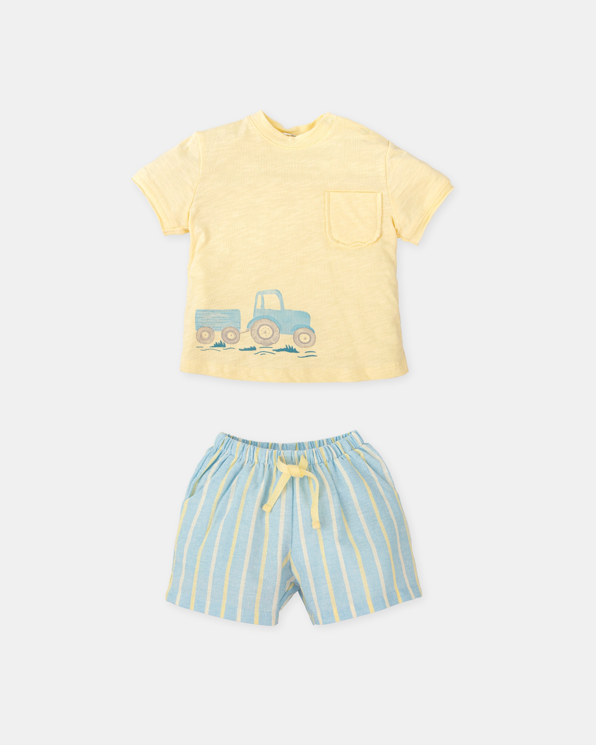 Conjunto de Duas Peças de Manga Curta para Bebé Tutto Piccolo Amarelo-3