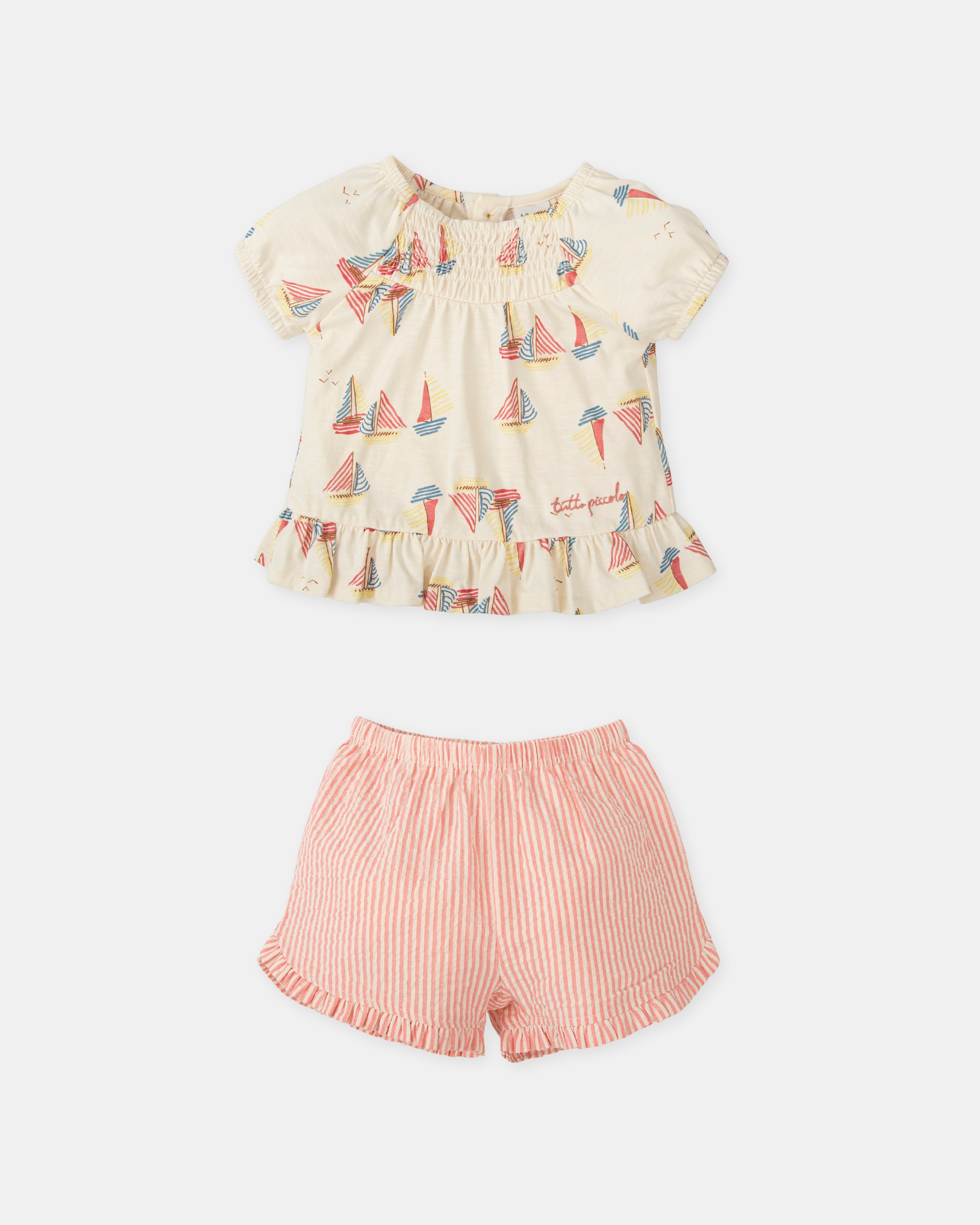 Conjunto de Duas Peças de Manga Curta para Bebé Branco / Rosa-3