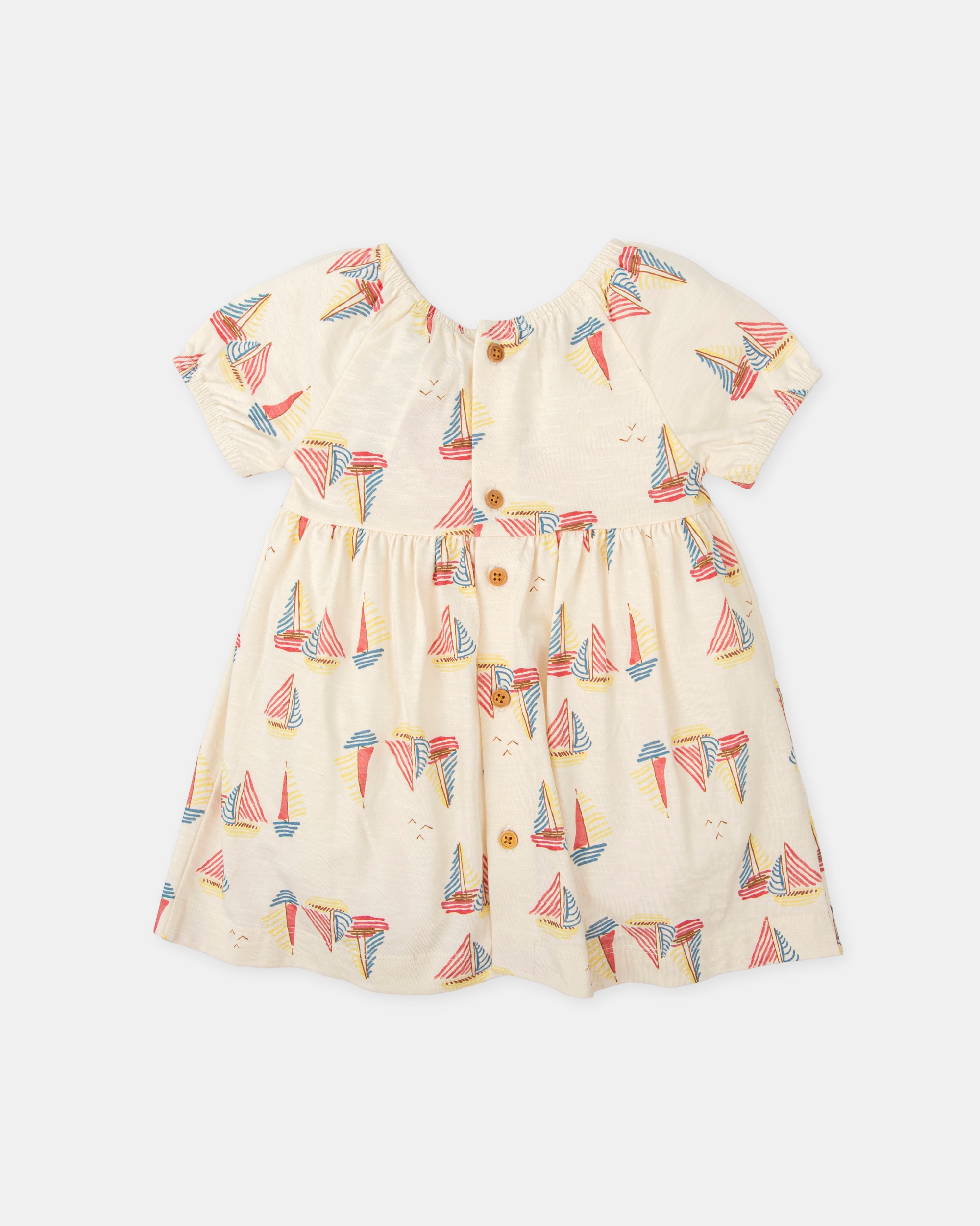 Vestido de Manga Curta de Bebé Tutto Piccolo Branco-4