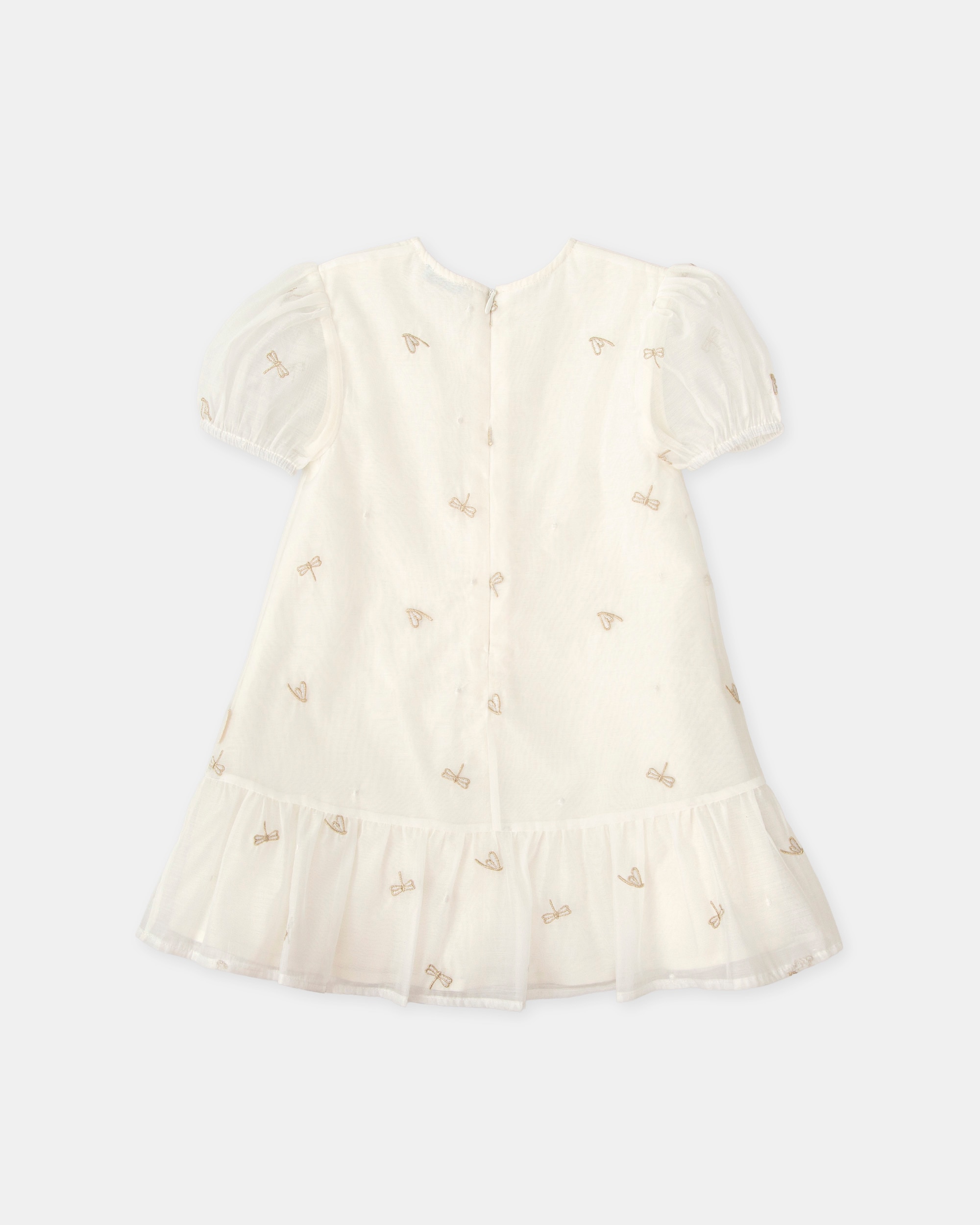 Vestido de Manga Curta Infantil Tutto Piccolo Branco-4