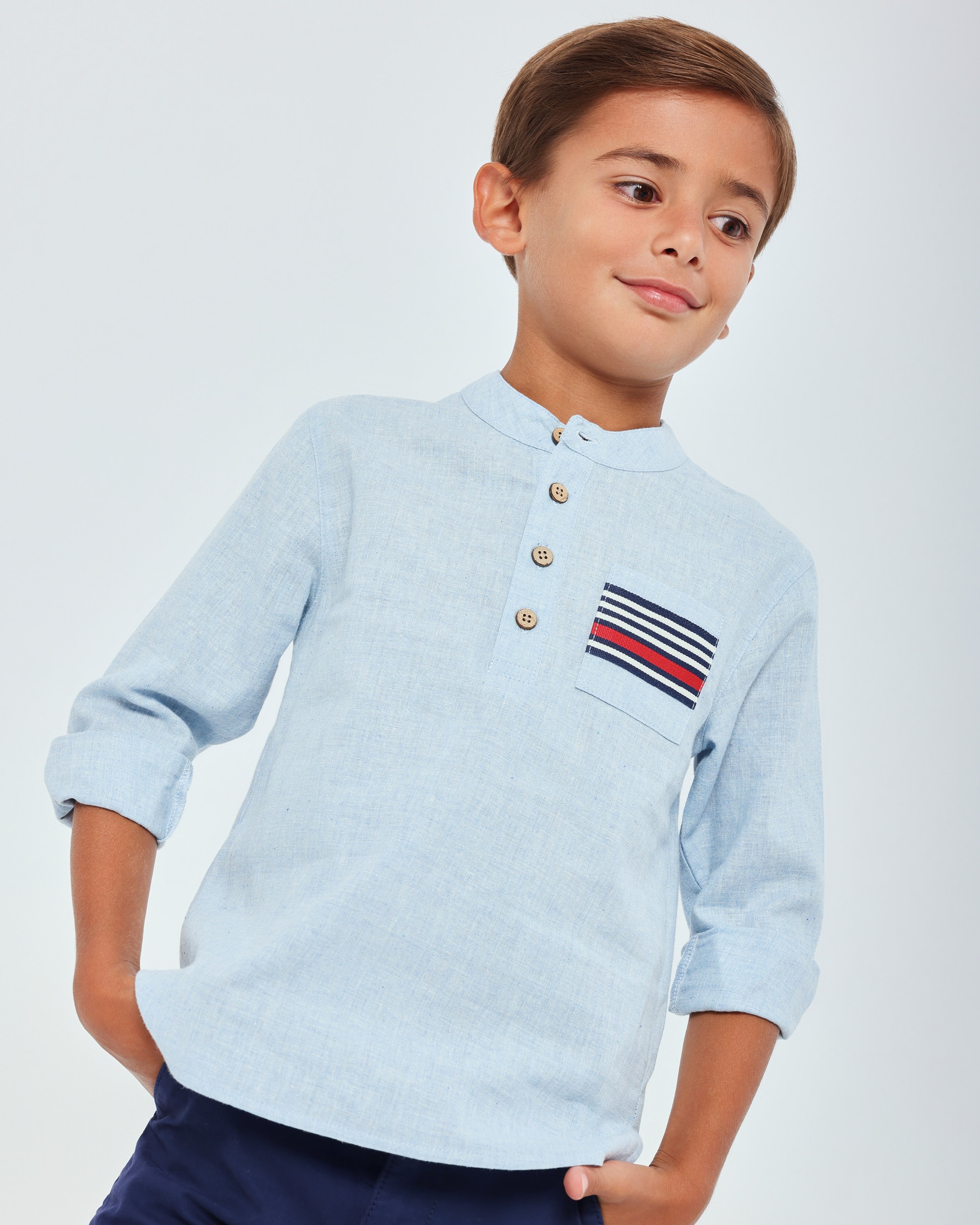 Camisa de Manga Comprida Infantil Tutto Piccolo Azul-celeste-2