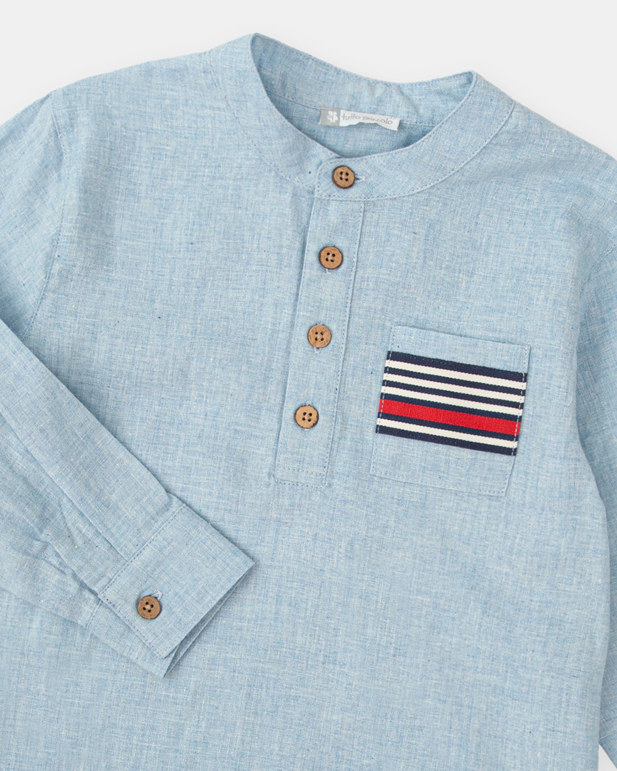 Camisa de Manga Comprida Infantil Tutto Piccolo Azul-celeste-3