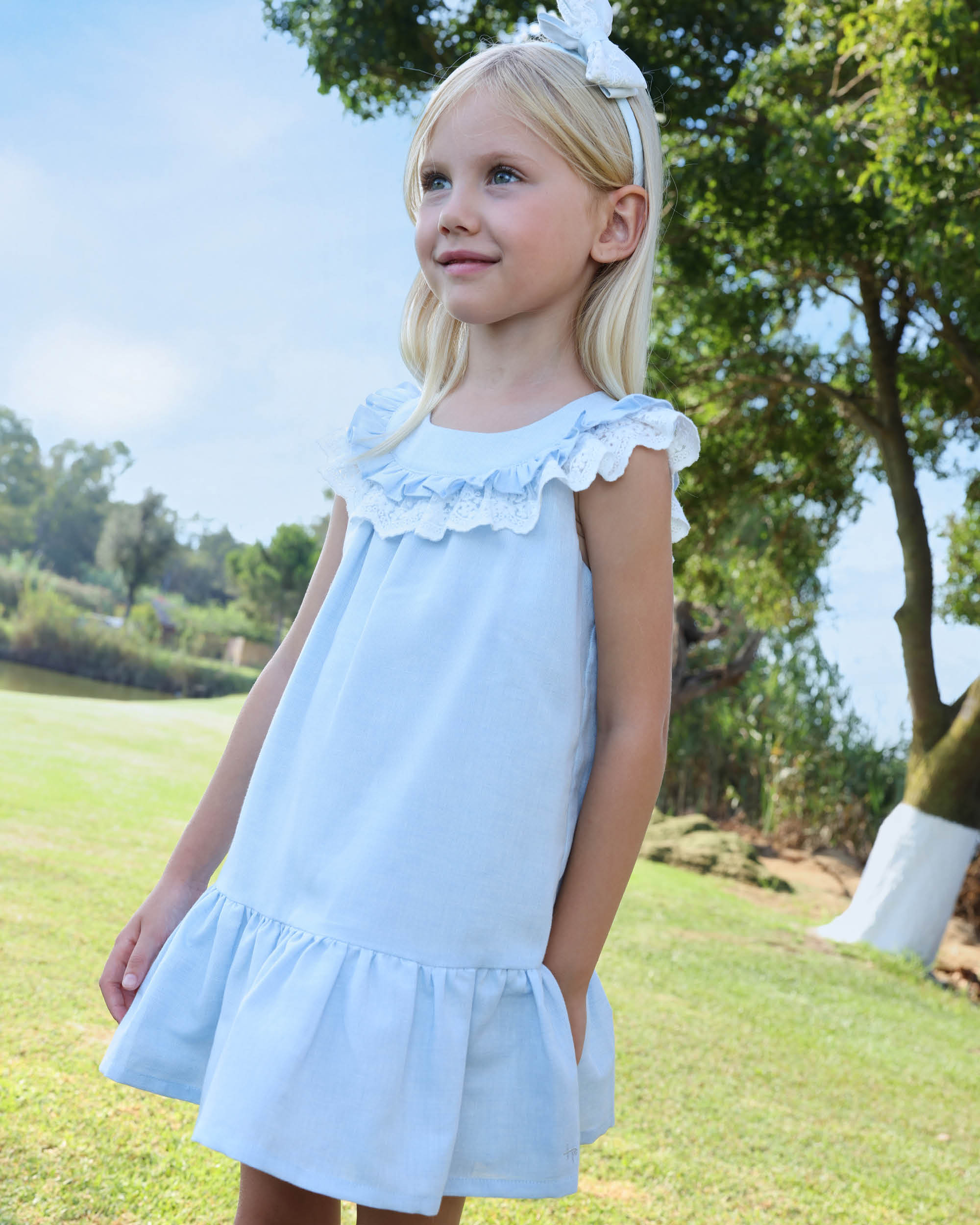 Vestido sem Mangas Infantil Tutto Piccolo Azul-claro-2