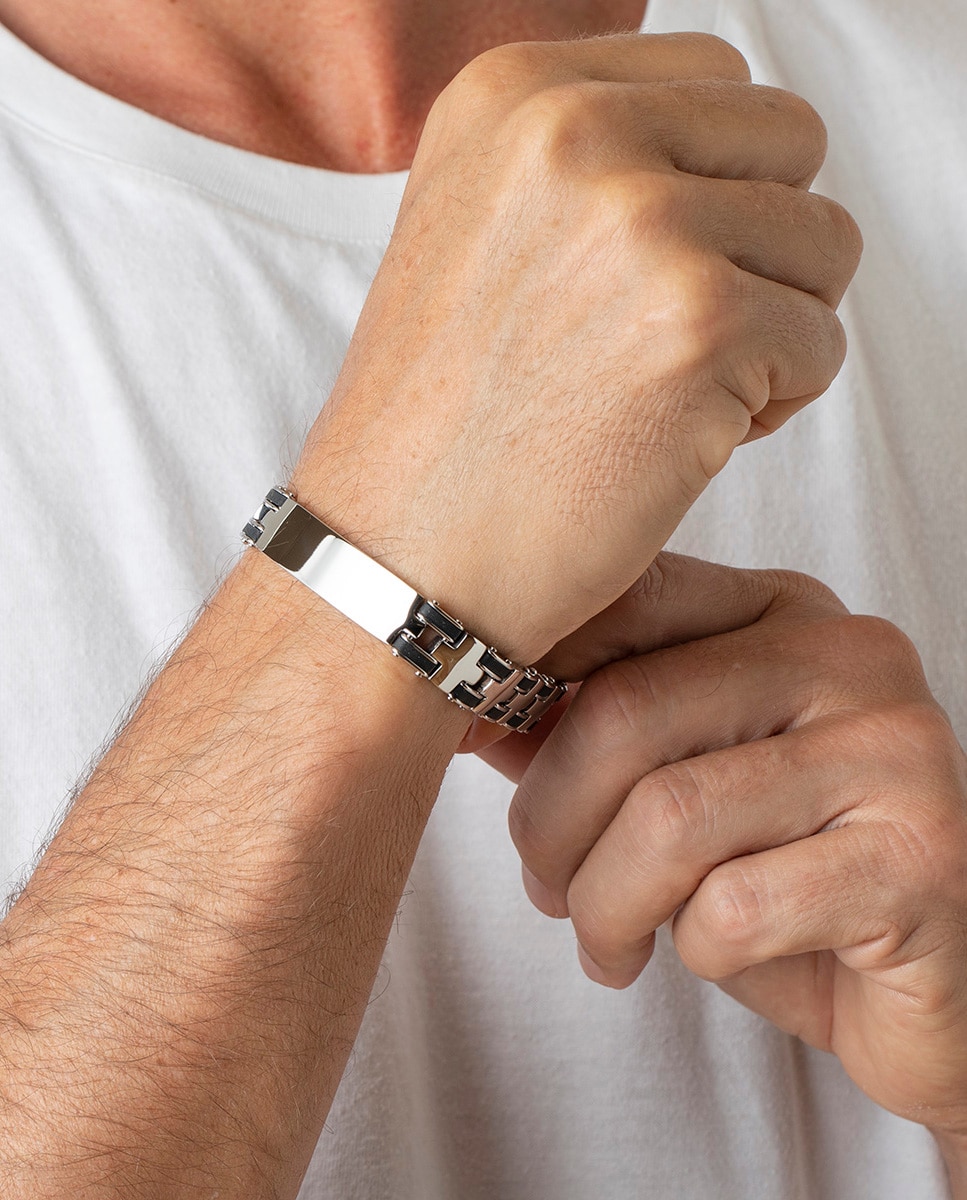 Pulseira Lotus Style Ls1177-2/4 Men In Black de Aço Inoxidável com Acabamento Brilhante Prateado-2