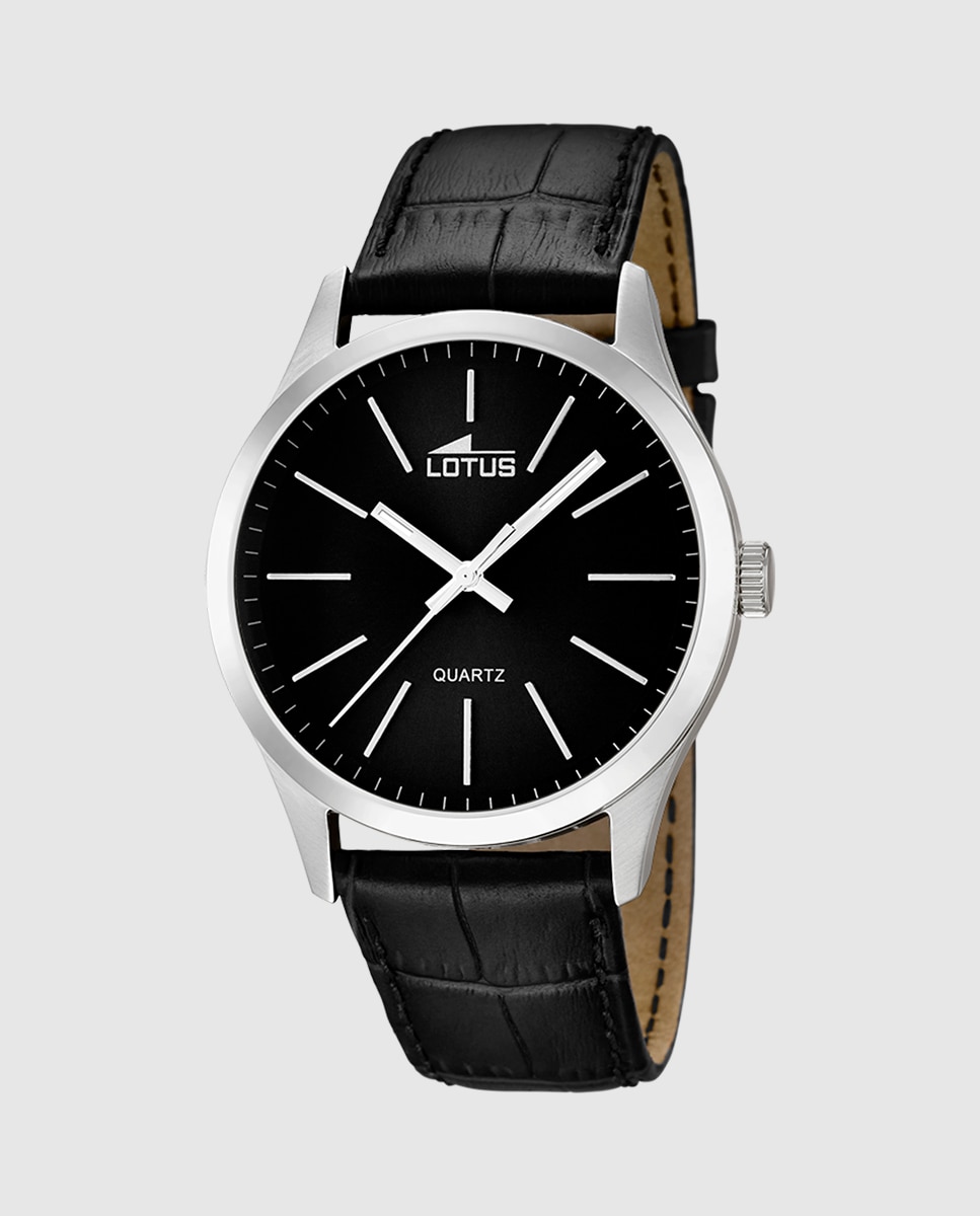 Relógio 15961/3 Minimalist de Pele em Preto Preto-1