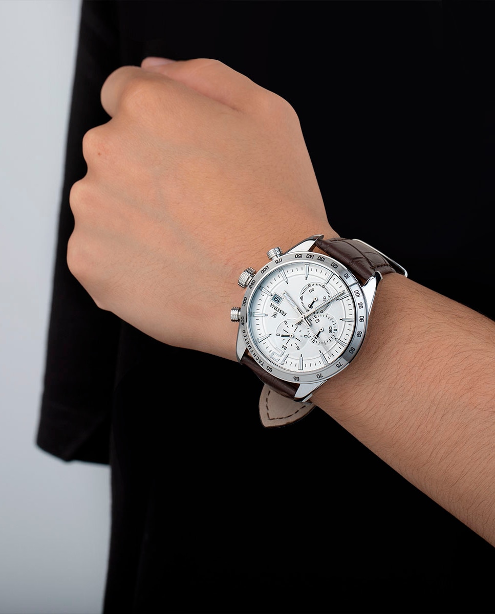 Relógio F16760/1 Timeless Chronograph de Pele em Castanho Castanho-2