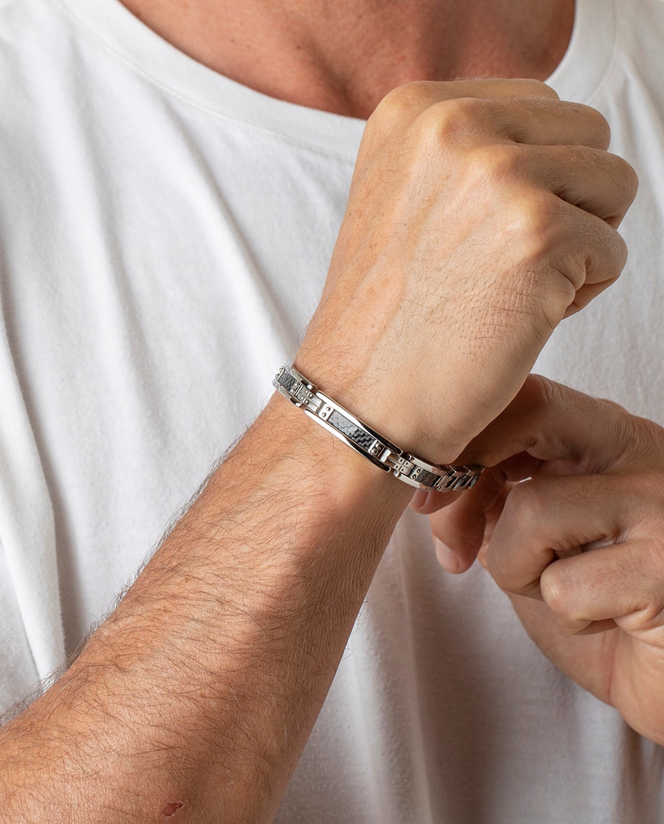 Pulseira Lotus Style Ls1650-2/1 Men In Black de Aço Inoxidável com Acabamento Brilhante Prateado-2