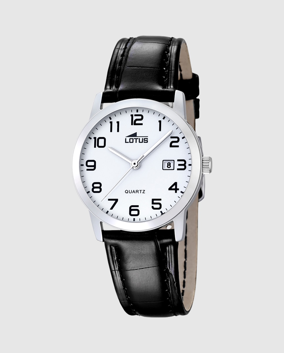 Relógio de Mulher 18240/1 com Bracelete Clássica de Pele em Preto Preto / Branco-1