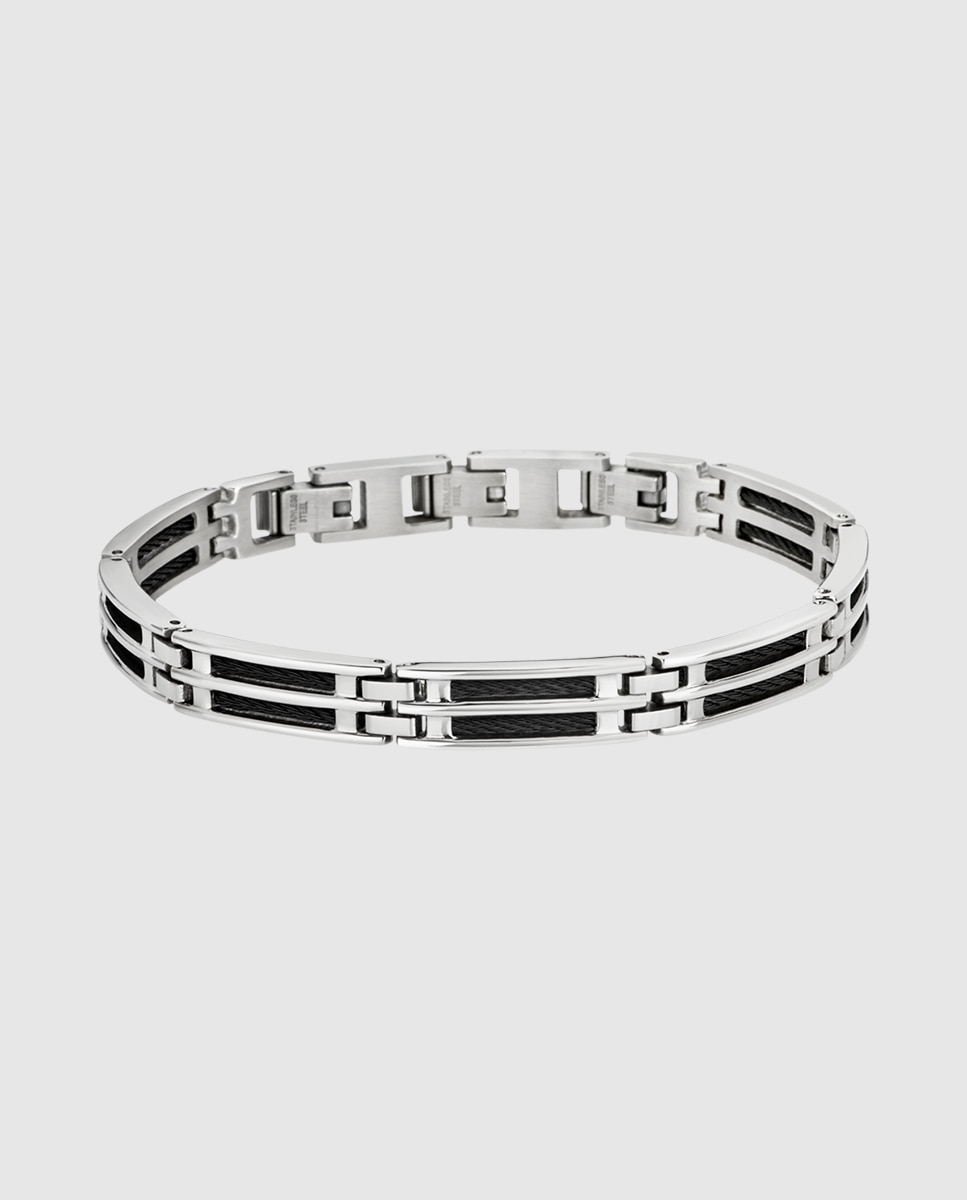 Pulseira Lotus Style Ls1800-2/1 Men In Black de Aço Inoxidável com Acabamento Brilhante Prateado-1