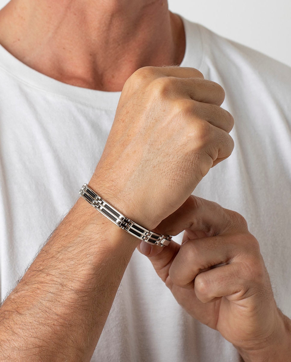 Pulseira Lotus Style Ls1800-2/1 Men In Black de Aço Inoxidável com Acabamento Brilhante Prateado-2