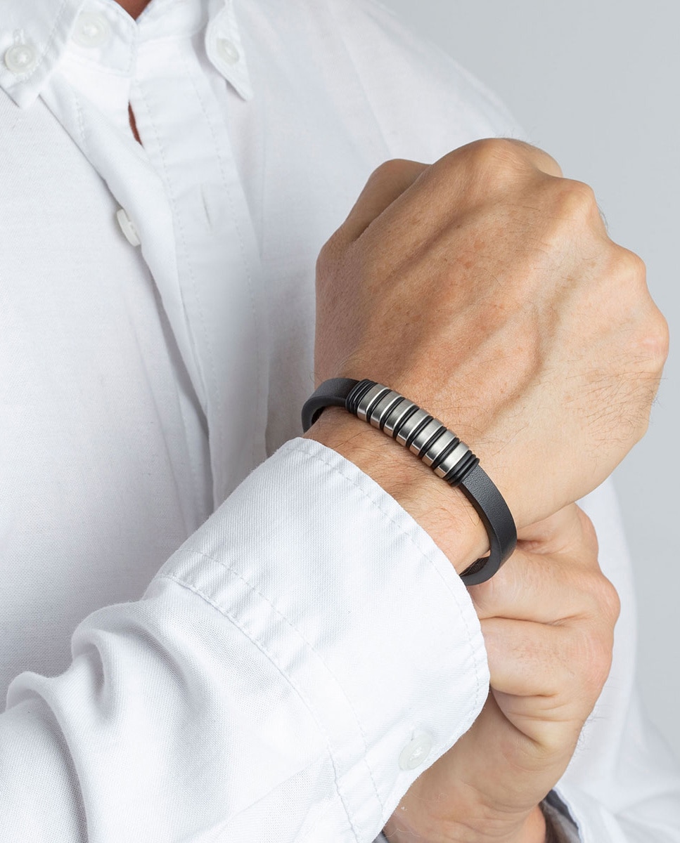 Pulseira Lotus Style Ls1827-2/1 Urban Man de Aço Inoxidável com Acabamento Brilhante Preto / Prata-2
