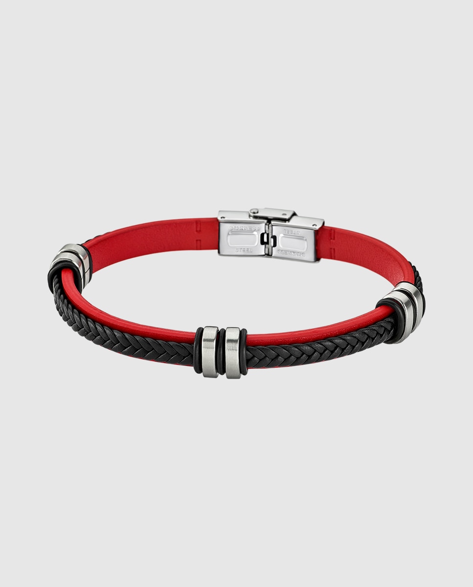 Pulseira Lotus Style Ls1829-2/3 Urban Man de Aço Inoxidável com Acabamento Brilhante Preto / Vermelho-1
