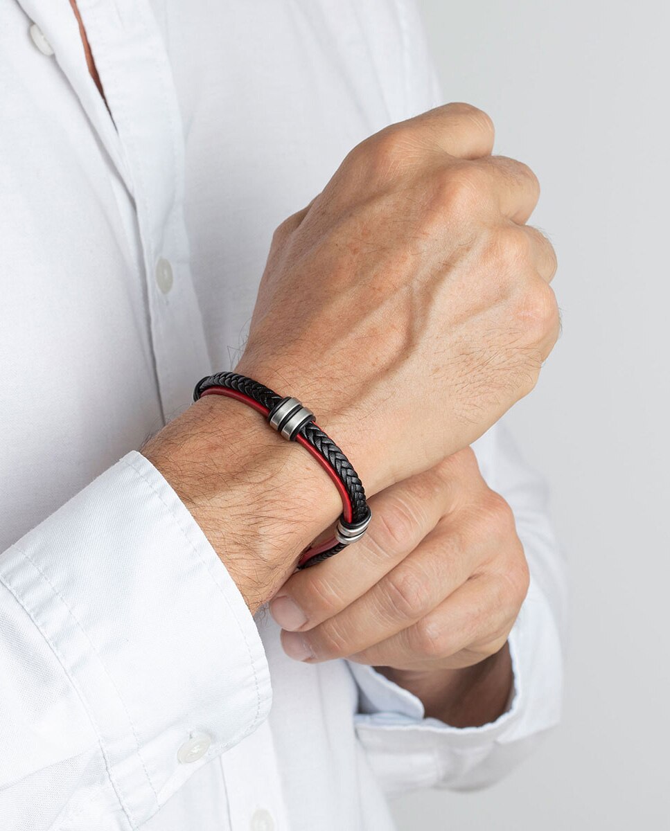 Pulseira Lotus Style Ls1829-2/3 Urban Man de Aço Inoxidável com Acabamento Brilhante Preto / Vermelho-2