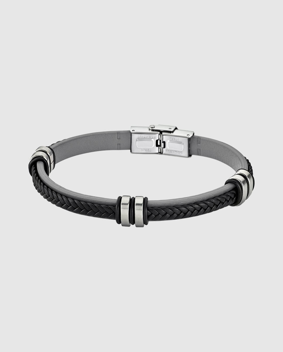 Pulseira Lotus Style Ls1829-2/4 Urban Man de Aço Inoxidável com Acabamento Brilhante Cinzento / Preto-1