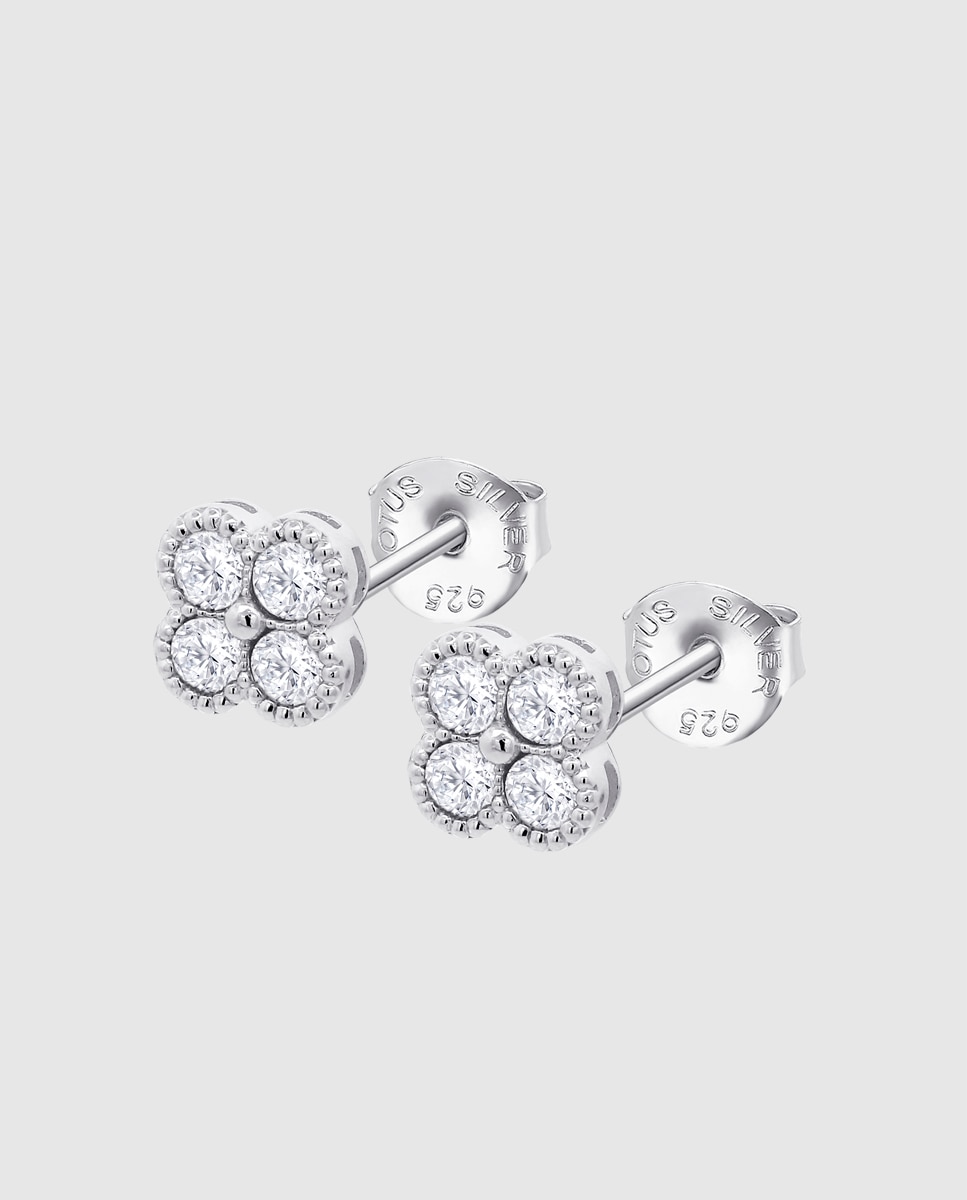 Brincos Lotus Silver Lp1612-4/1 Pure Essential de Prata com Acabamento Brilhante e Zircônias Branco-1