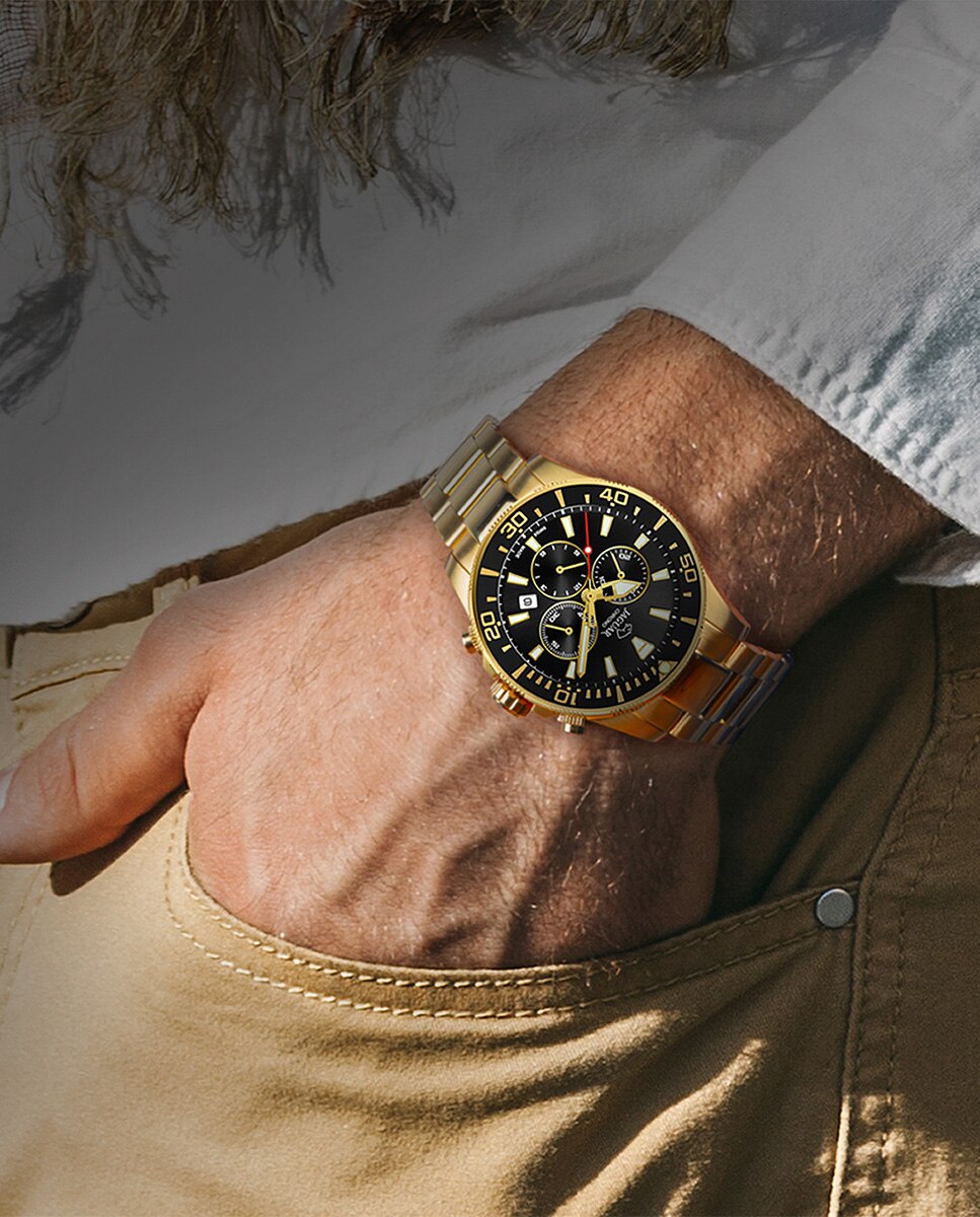 Relógio J864/3 Executive de Aço em Dourado Ouro-4